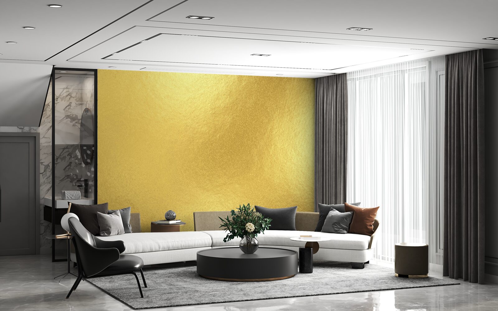 Fotobehang de zon door het raam als het regent