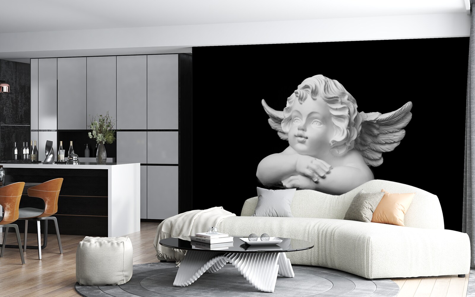 Fotobehang engel uit steen gehouwen