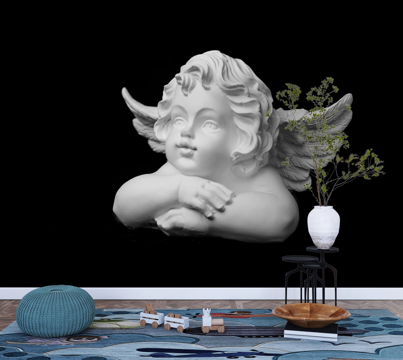 Fotobehang engel uit steen gehouwen