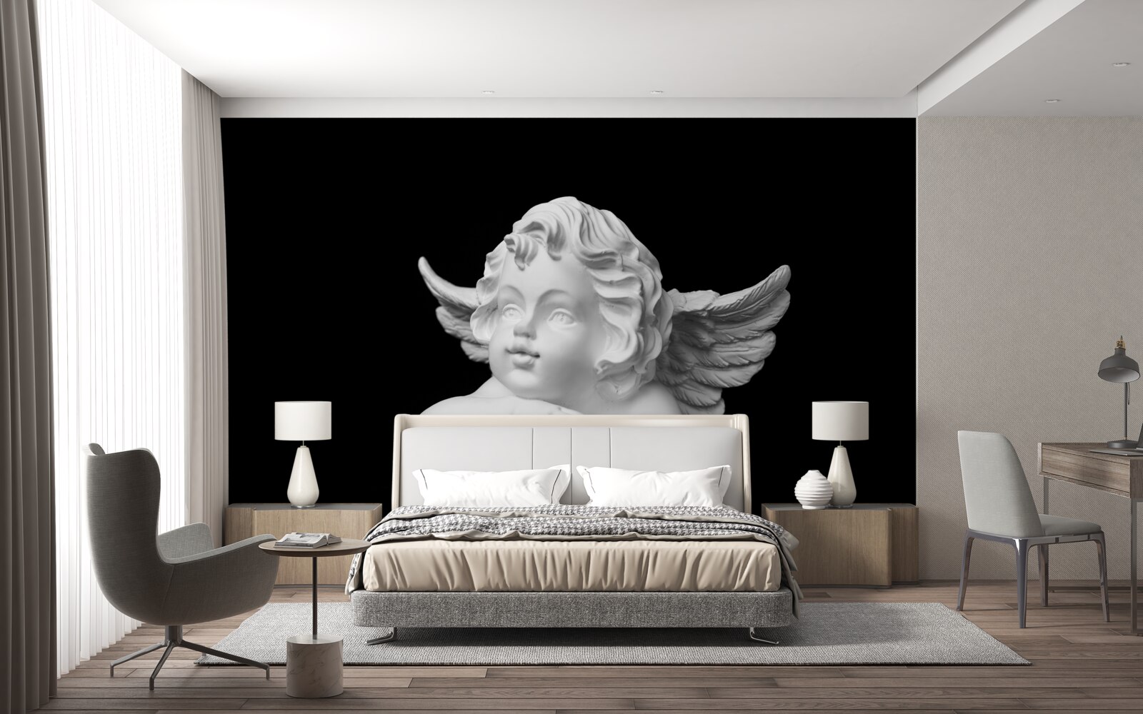 Fotobehang engel uit steen gehouwen