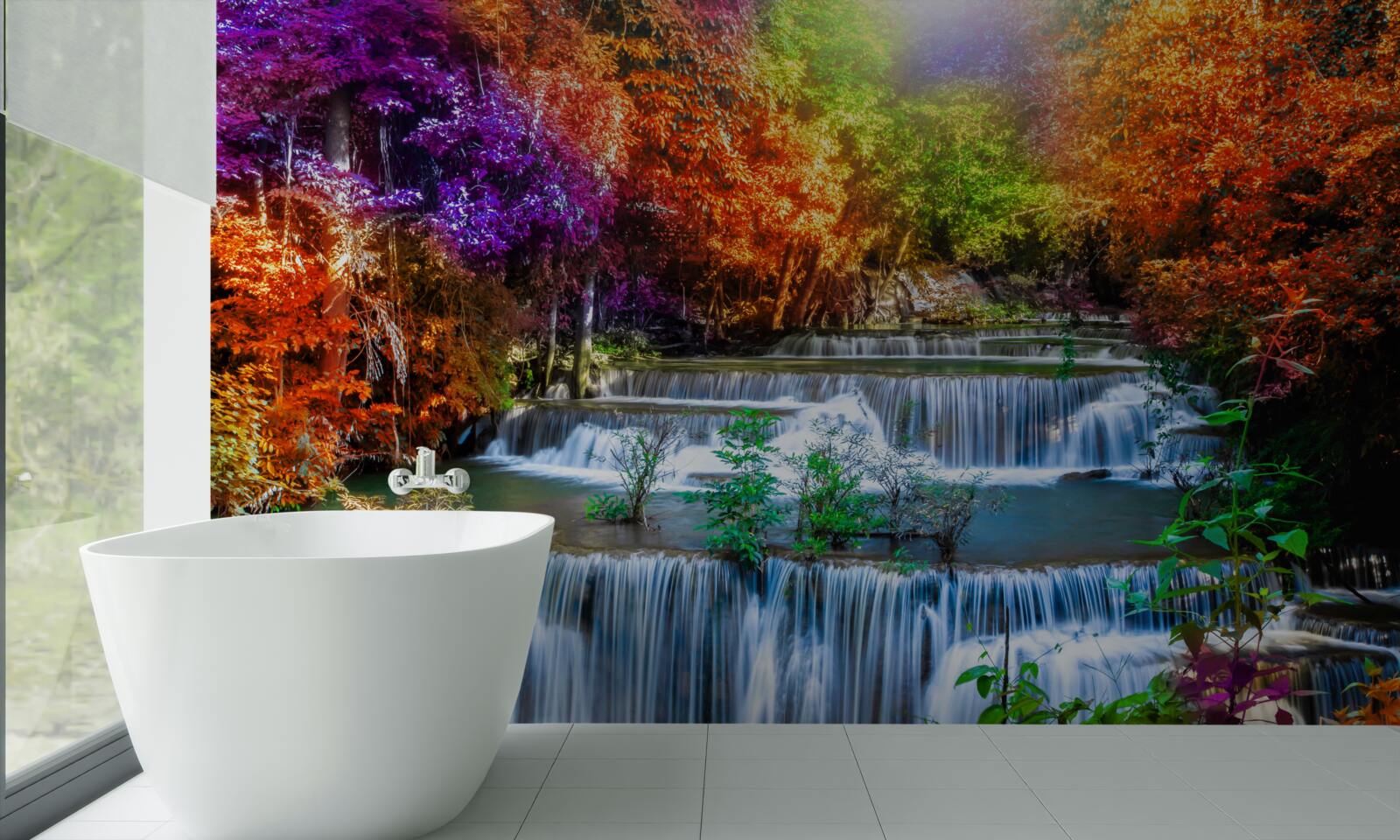 Fotobehang herfstwaterval in de woestijn