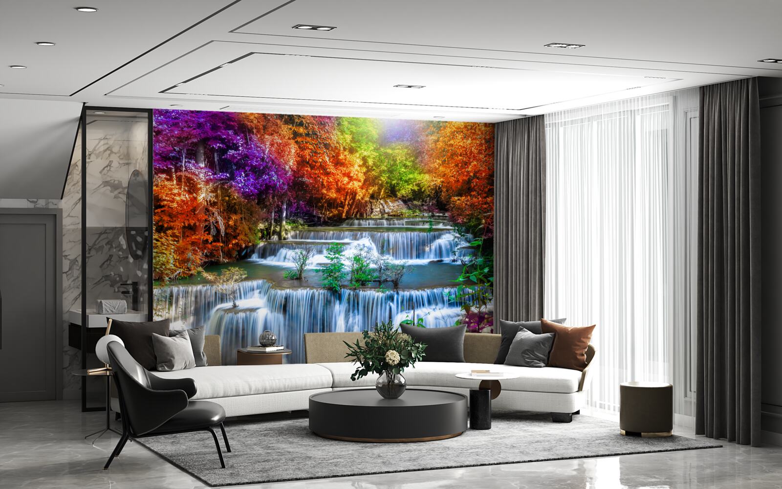 Fotobehang herfstwaterval in de woestijn