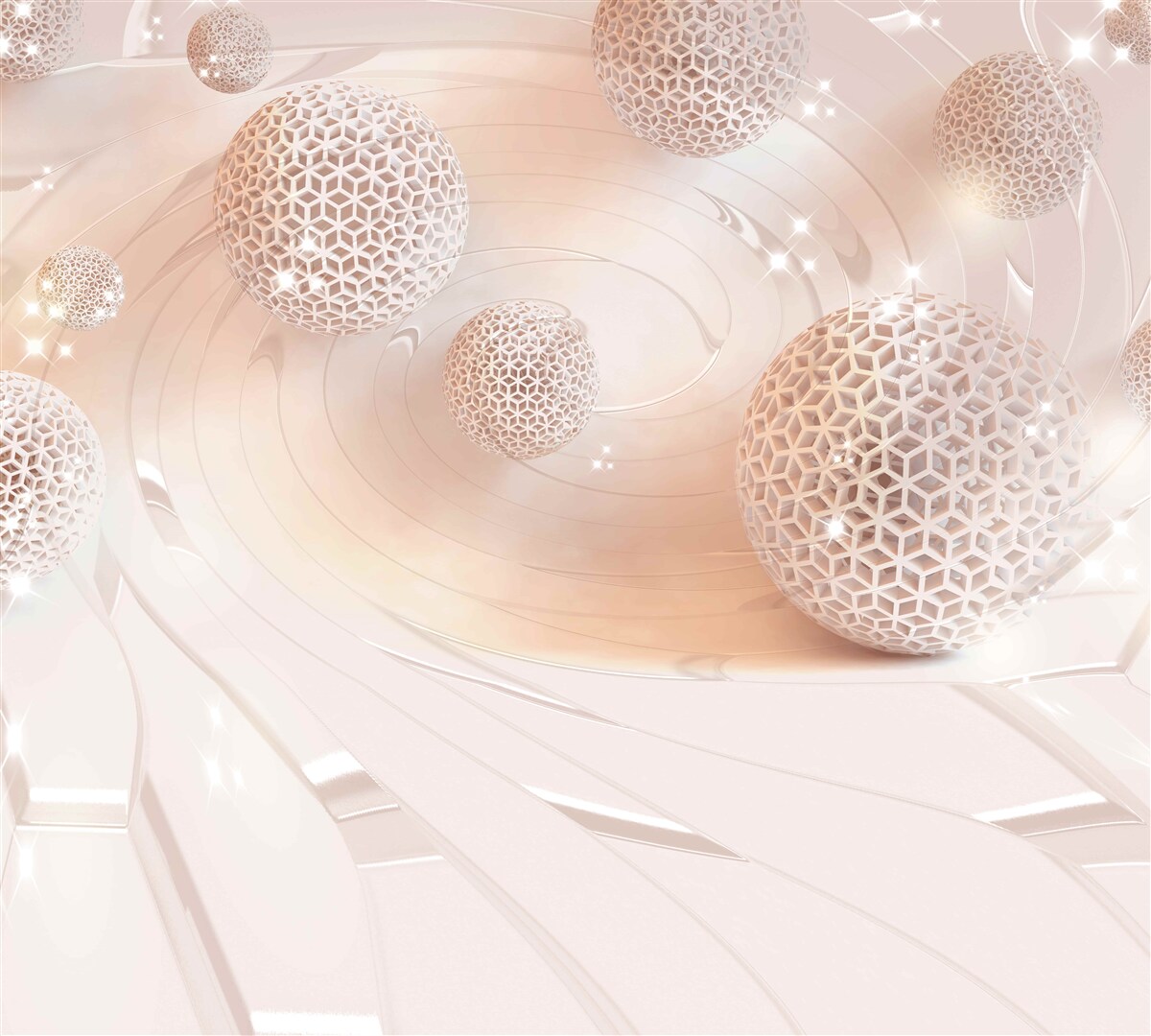 Fotobehang abstracte ballen zweven boven het oppervlak