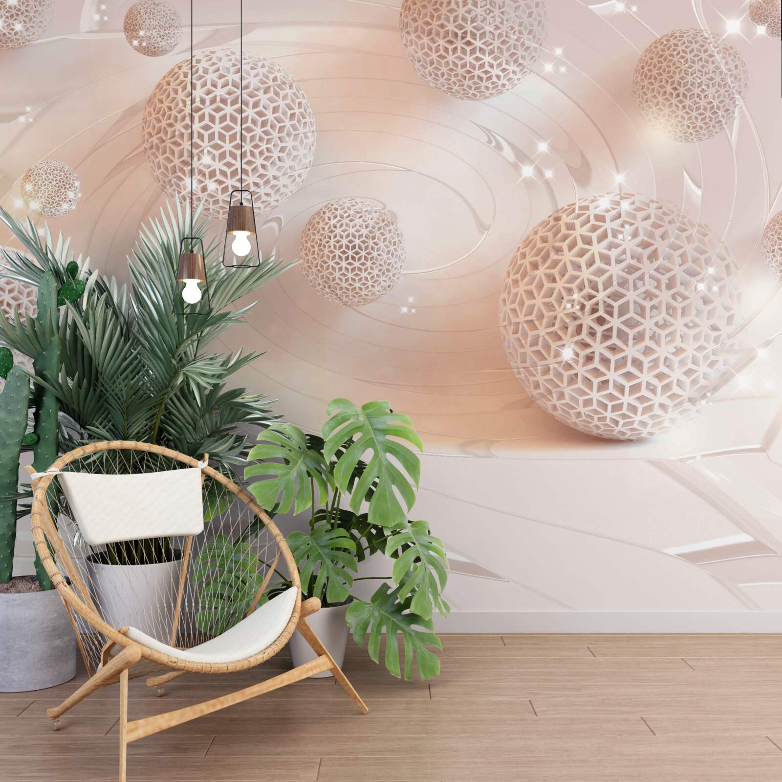 Fotobehang abstracte ballen zweven boven het oppervlak