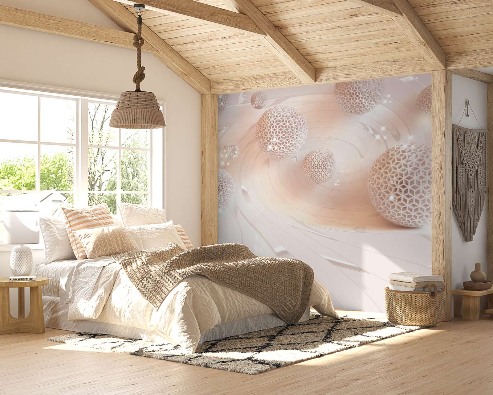 Fotobehang abstracte ballen zweven boven het oppervlak