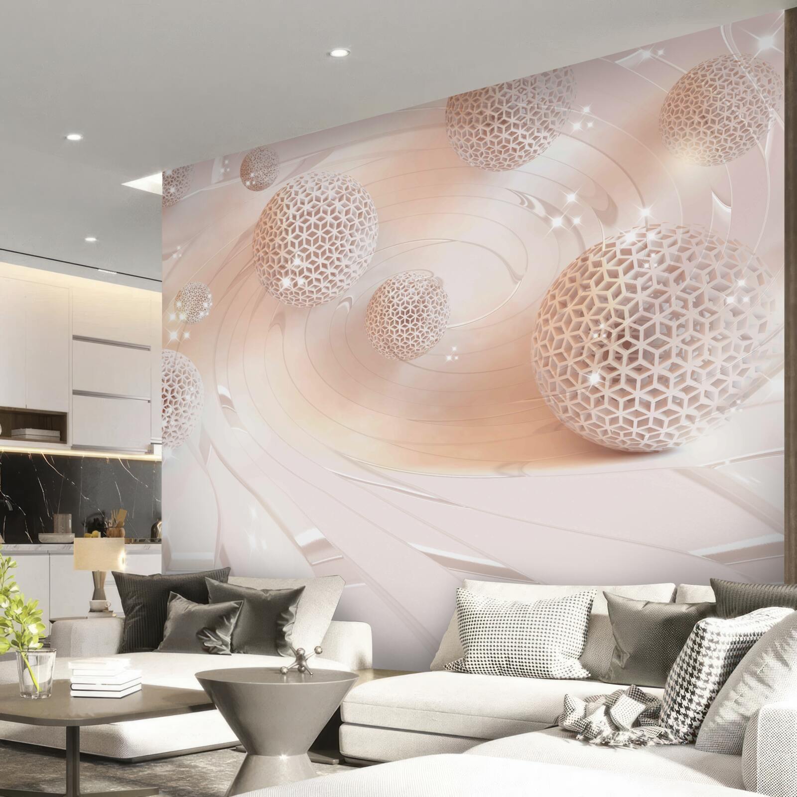 Fotobehang abstracte ballen zweven boven het oppervlak