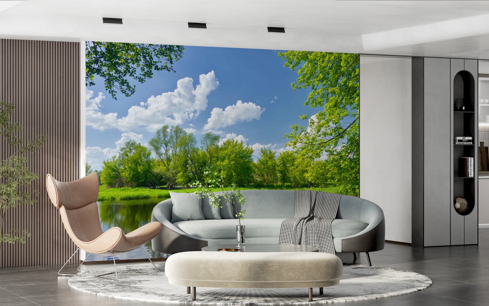 Fotobehang kalme wateren van de bosrivier