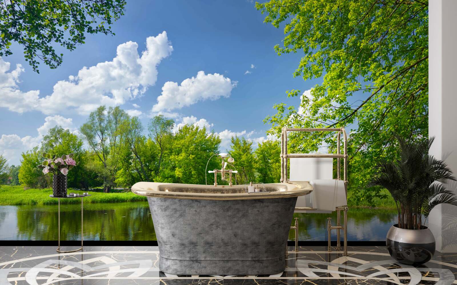 Fotobehang kalme wateren van de bosrivier