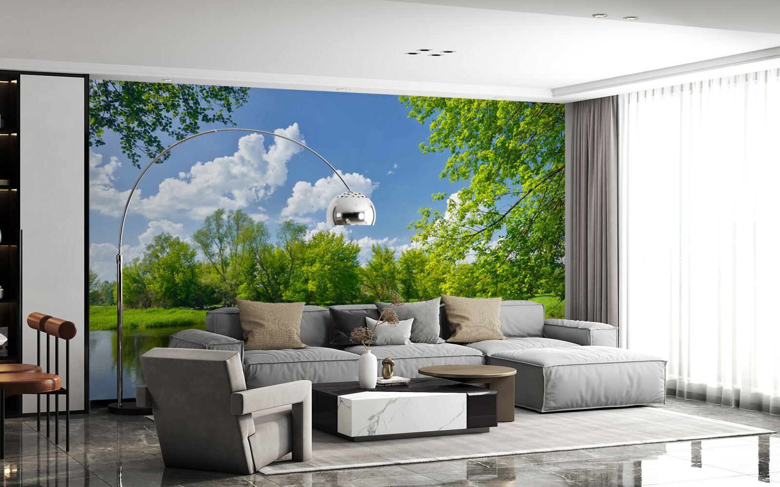 Fotobehang kalme wateren van de bosrivier