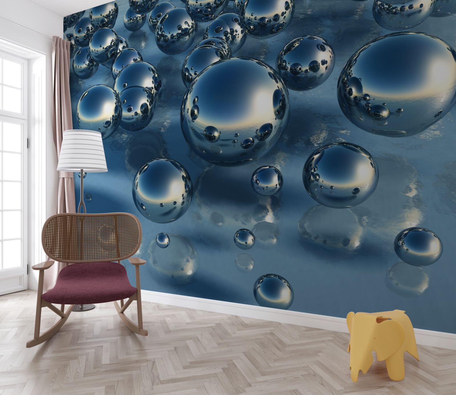 Fotobehang abstractie van grote regendruppels