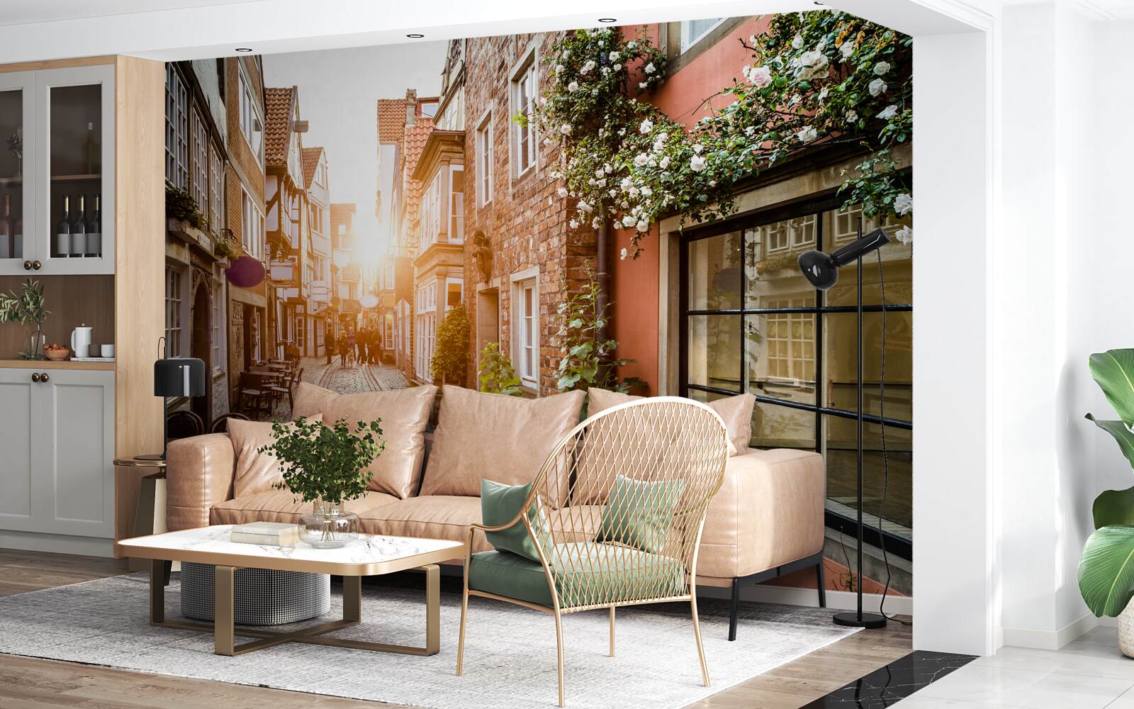 Fotobehang schilderachtige zonsopgang in een oude stad