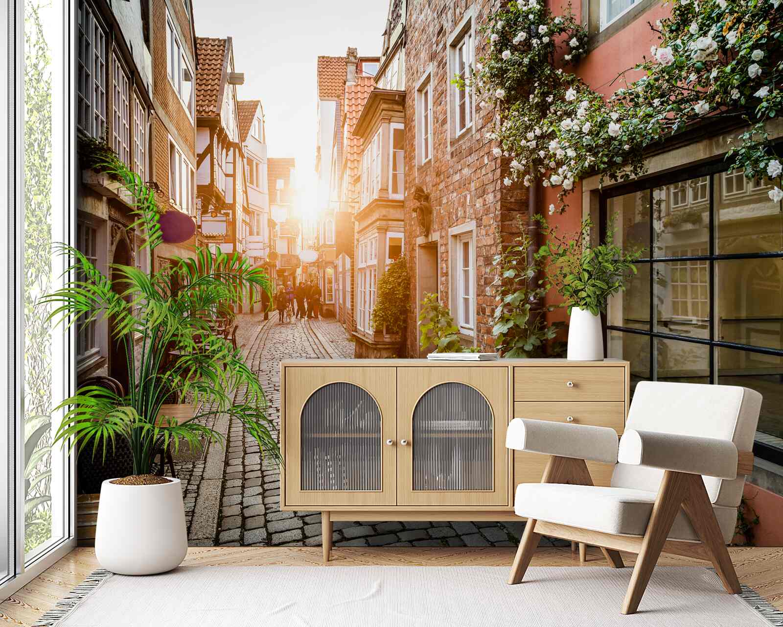 Fotobehang schilderachtige zonsopgang in een oude stad