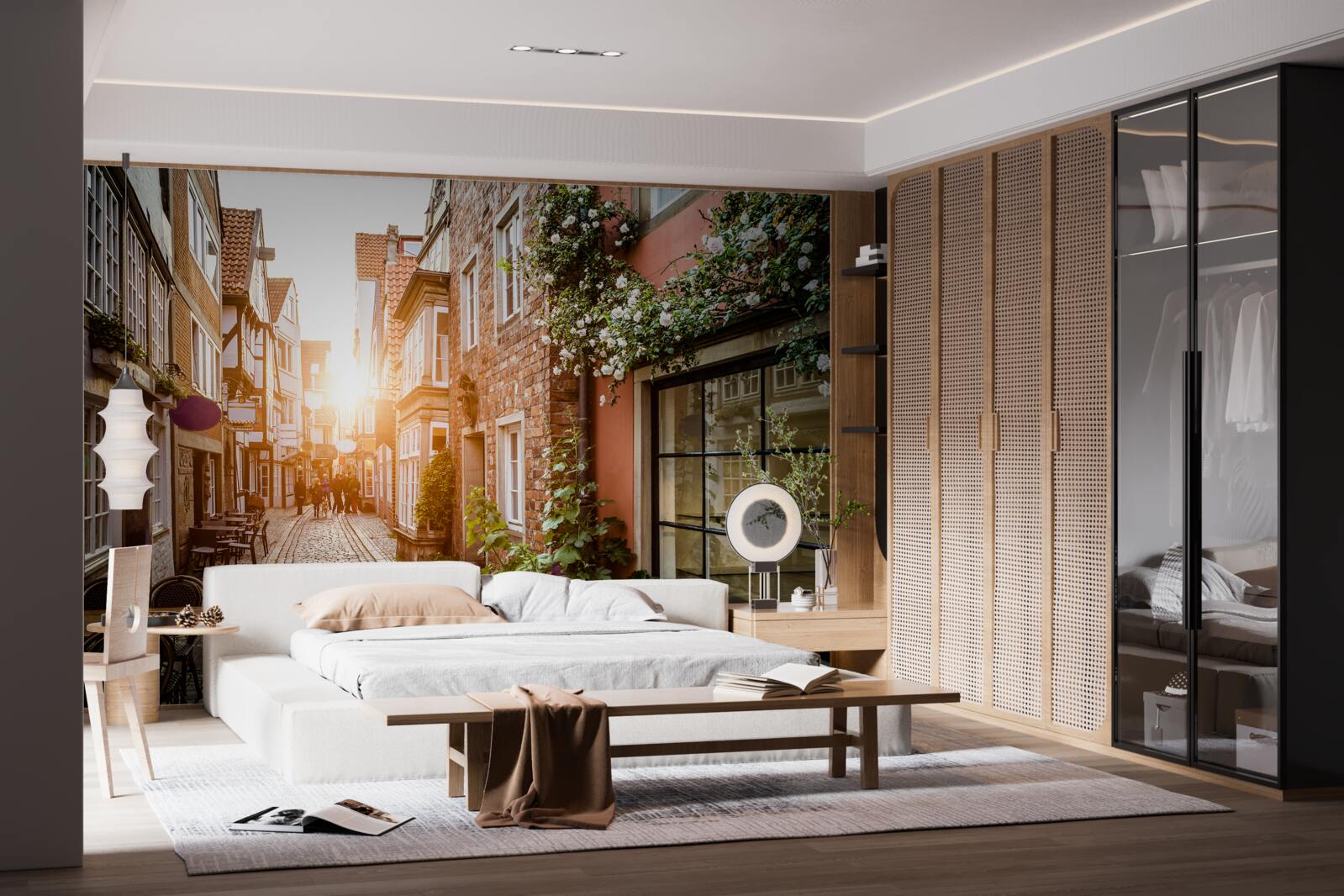 Fotobehang schilderachtige zonsopgang in een oude stad