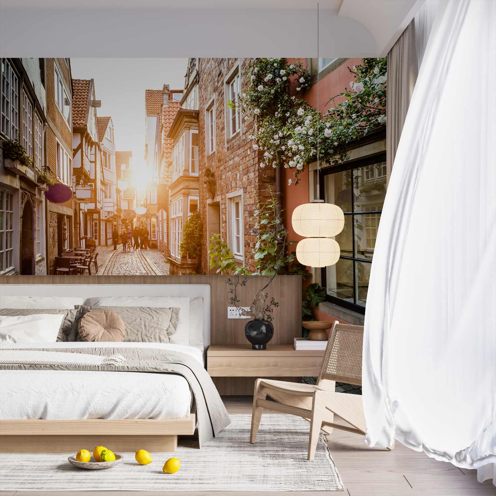 Fotobehang schilderachtige zonsopgang in een oude stad