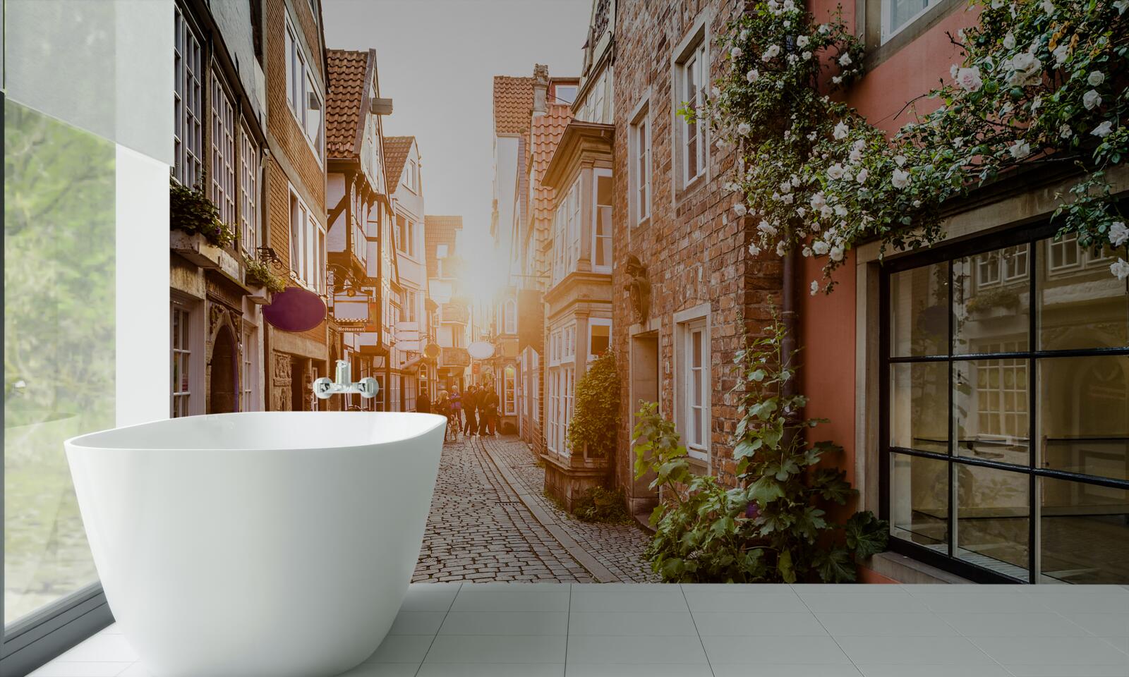 Fotobehang schilderachtige zonsopgang in een oude stad