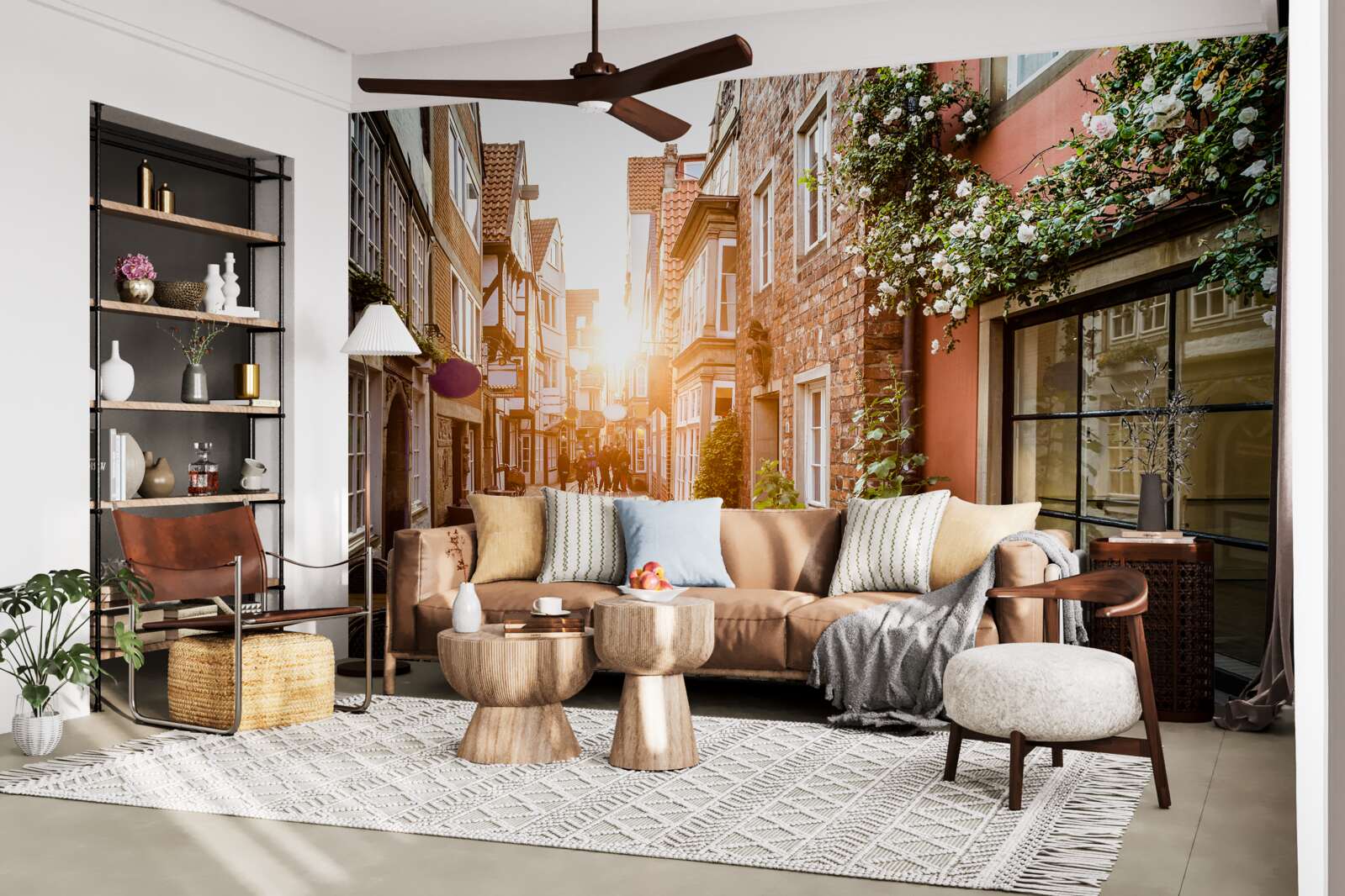 Fotobehang schilderachtige zonsopgang in een oude stad