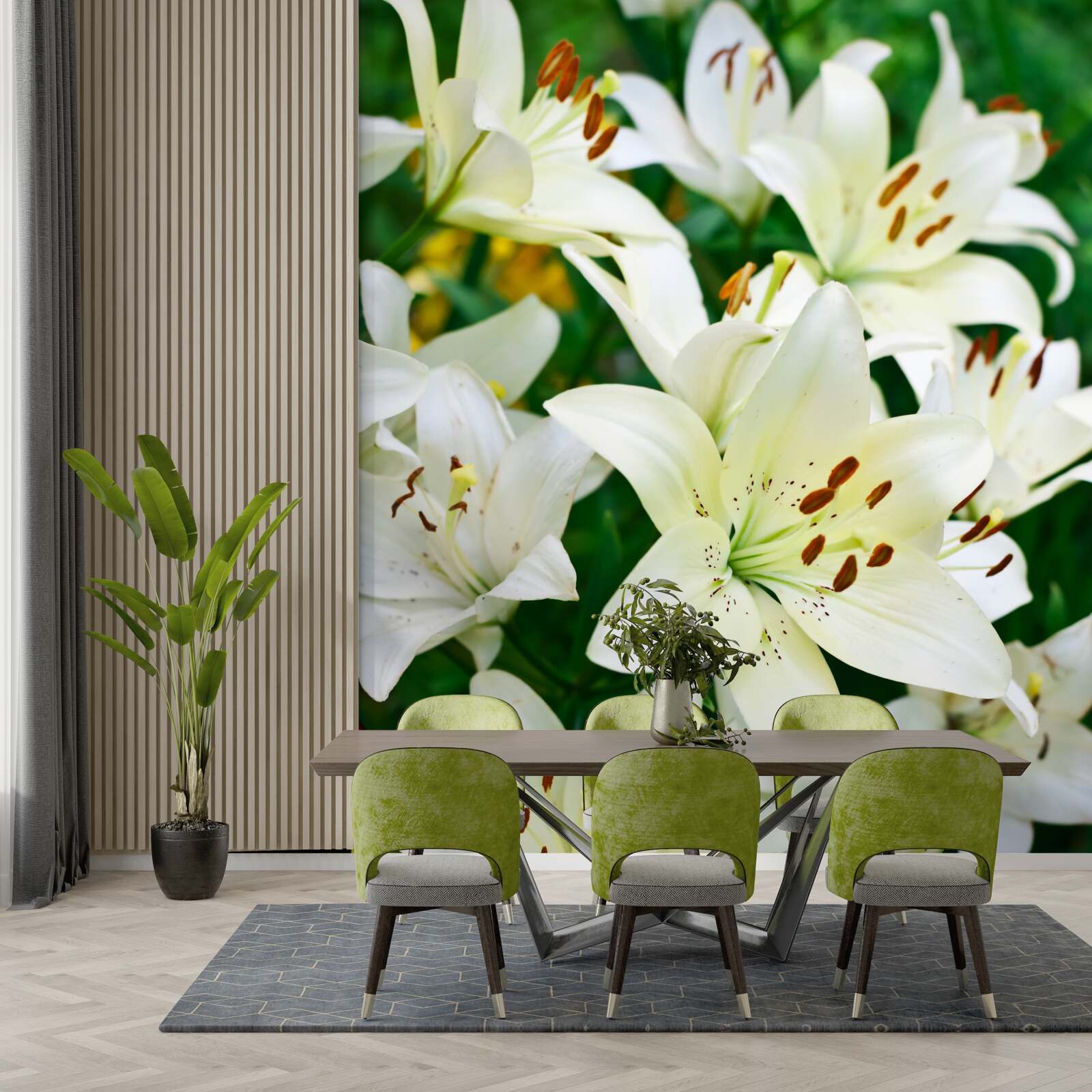 Fotobehang grote knoppen van witte lelie