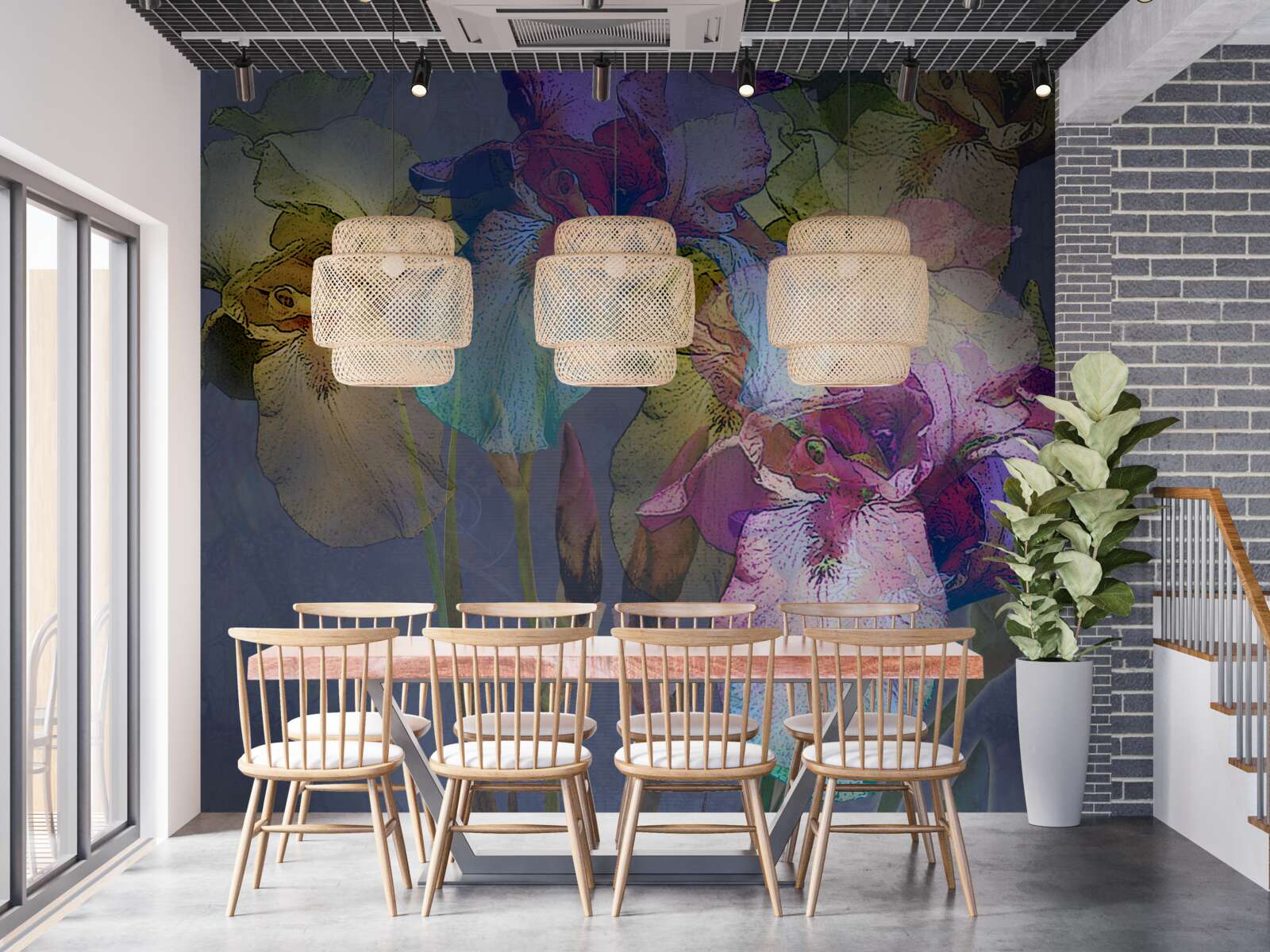 Fotobehang nachtelijke sfeer te midden van tropisch gebladerte