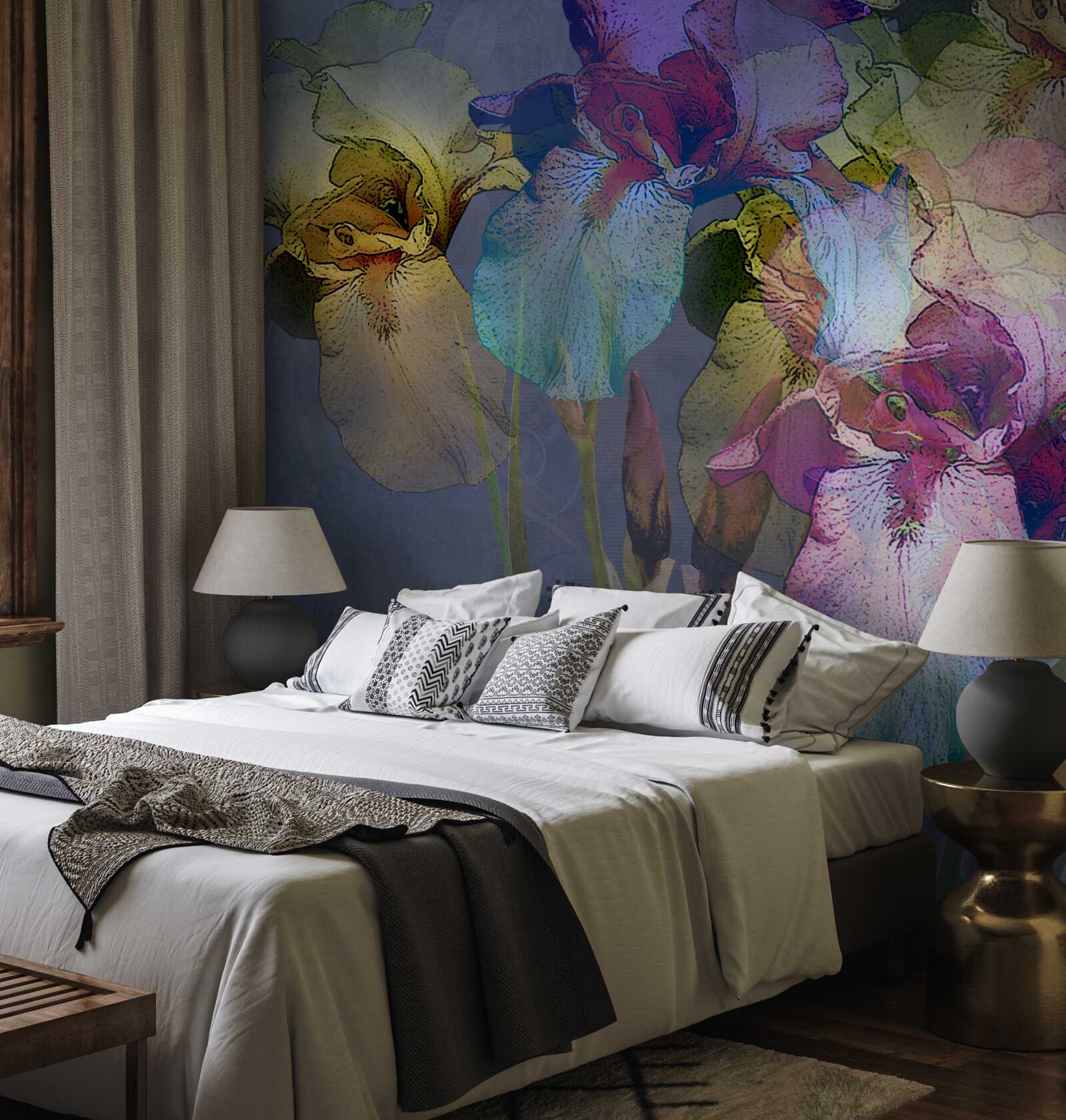 Fotobehang nachtelijke sfeer te midden van tropisch gebladerte