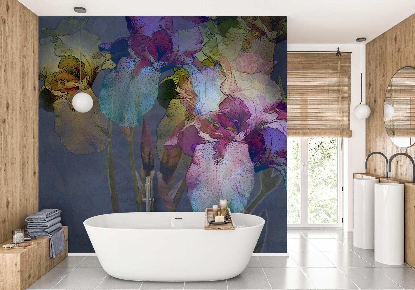 Fotobehang nachtelijke sfeer te midden van tropisch gebladerte