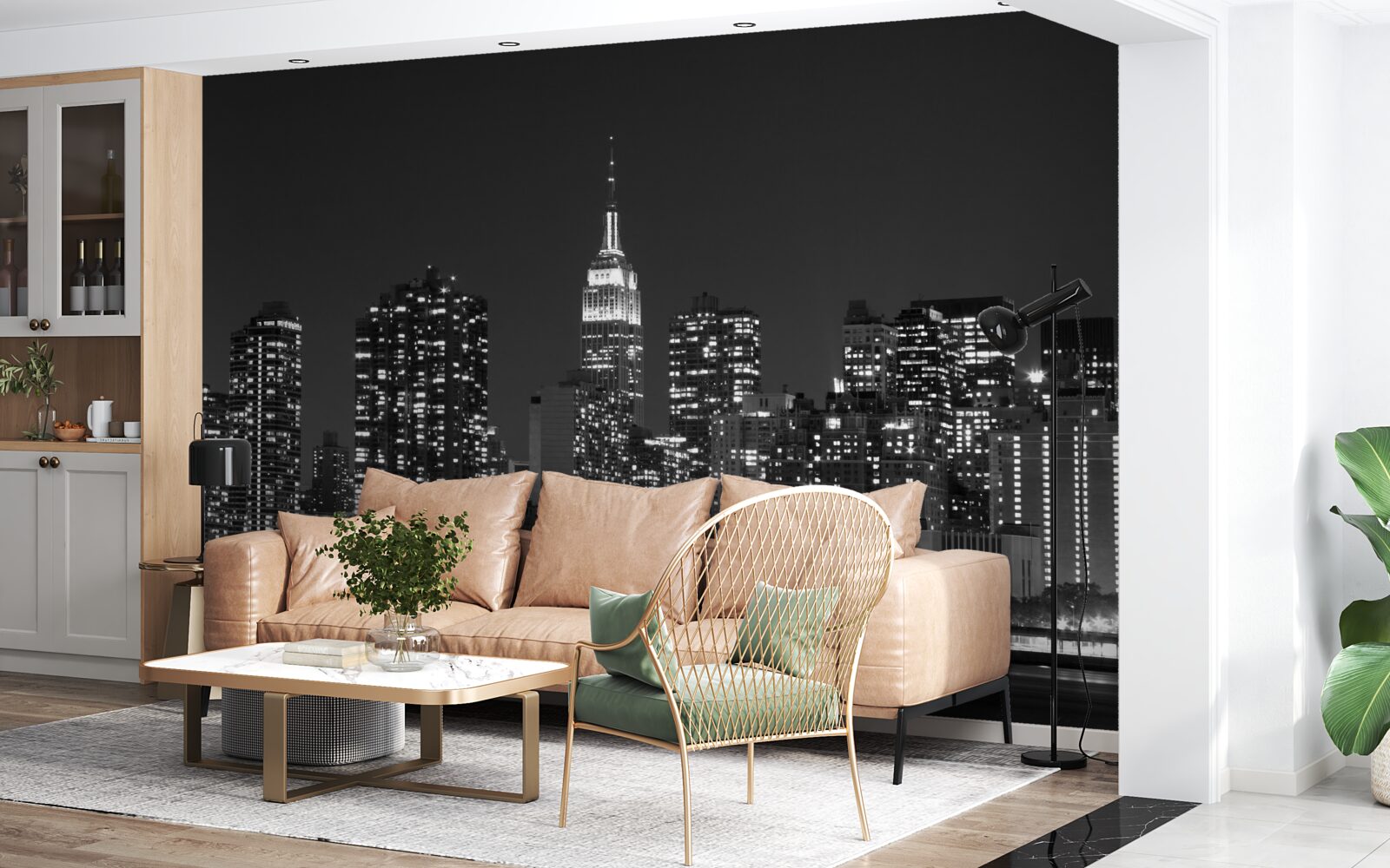 Fotobehang de stad bij nacht, verlicht door lichten