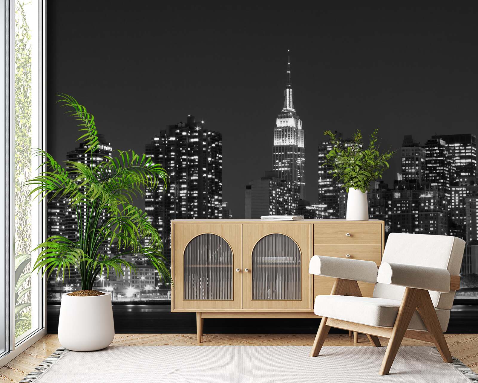 Fotobehang de stad bij nacht, verlicht door lichten