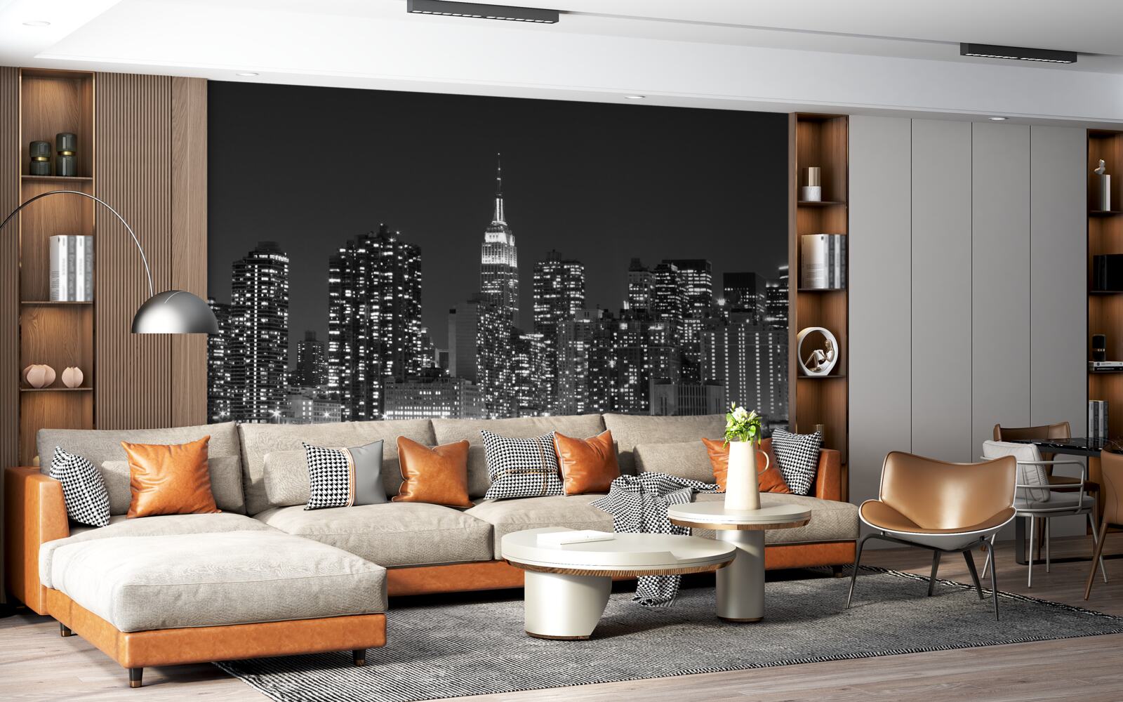 Fotobehang de stad bij nacht, verlicht door lichten