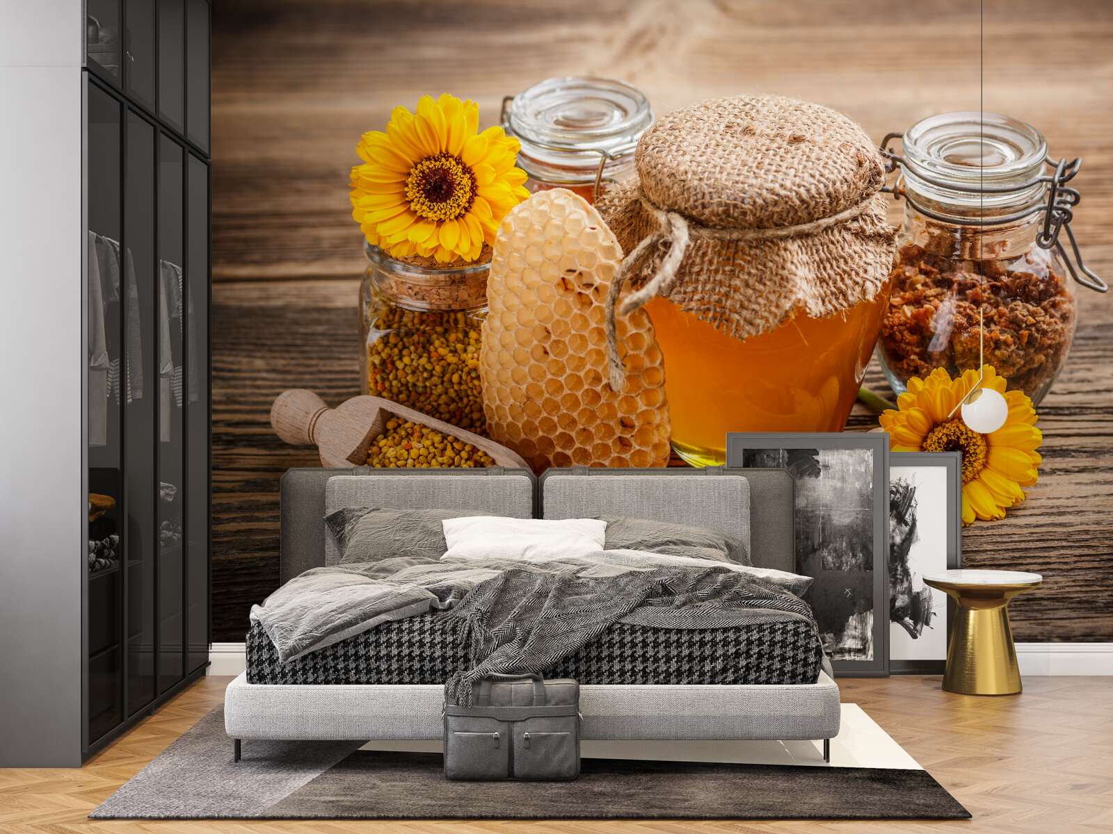 Fotobehang honing en zijn ingrediënten op tafel