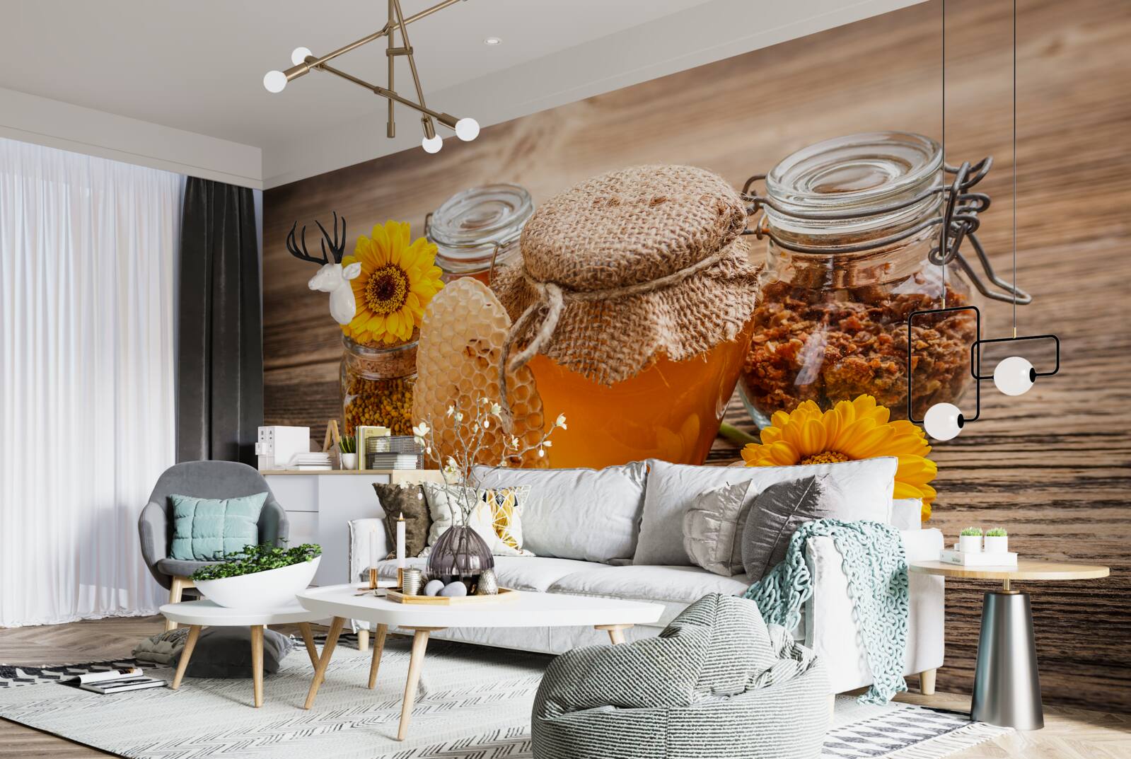 Fotobehang honing en zijn ingrediënten op tafel