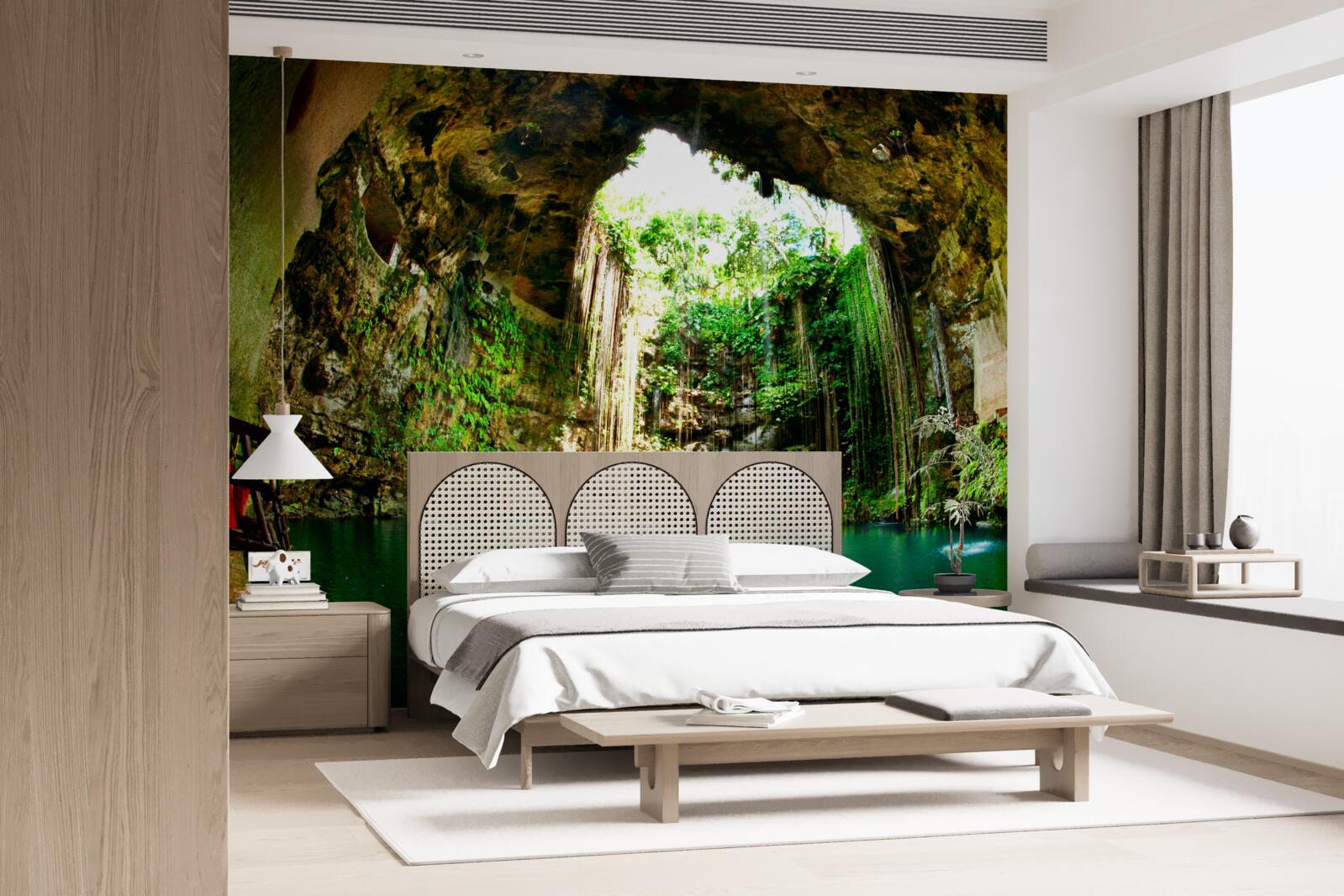 Fotobehang vallend water in een berggrot