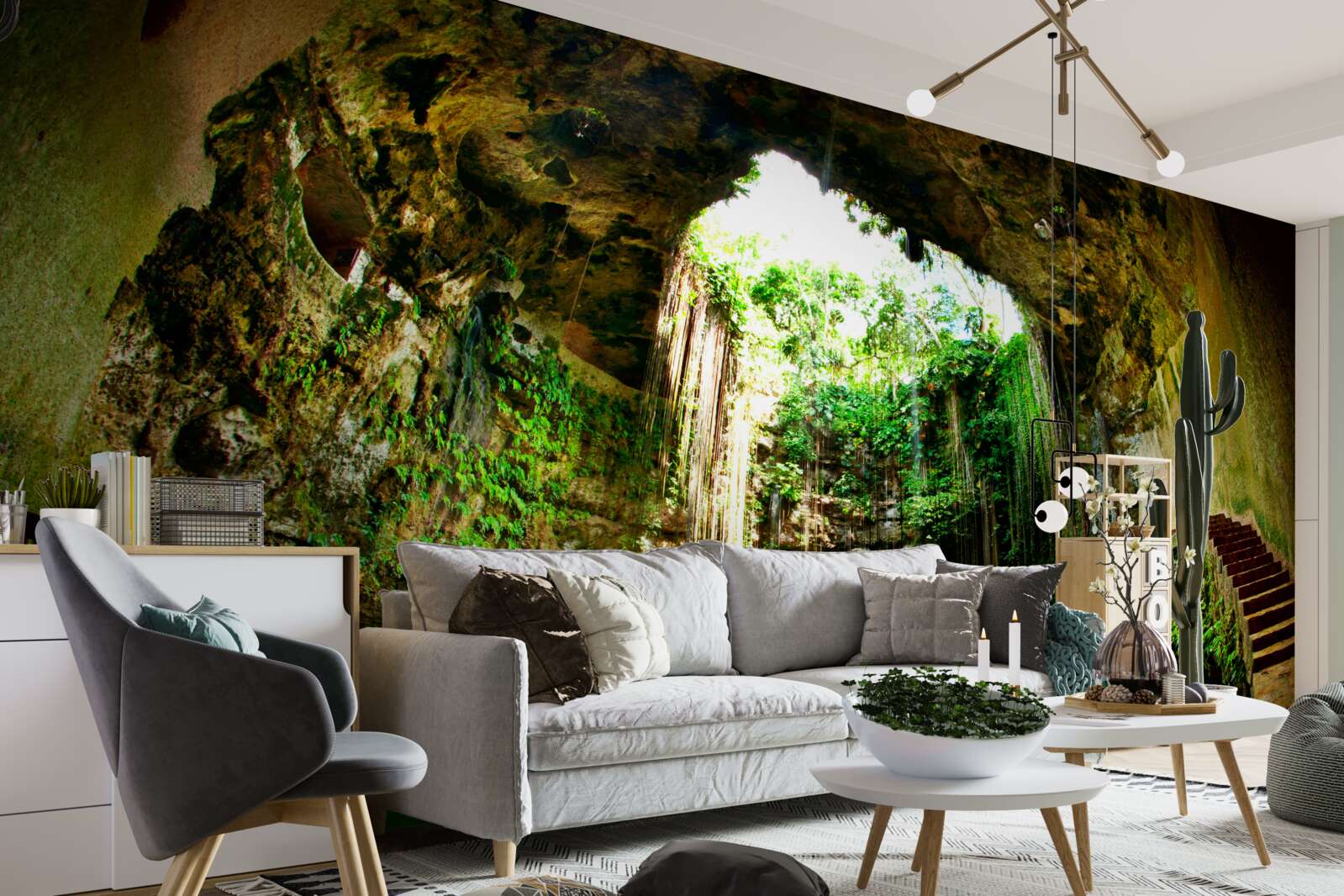 Fotobehang vallend water in een berggrot