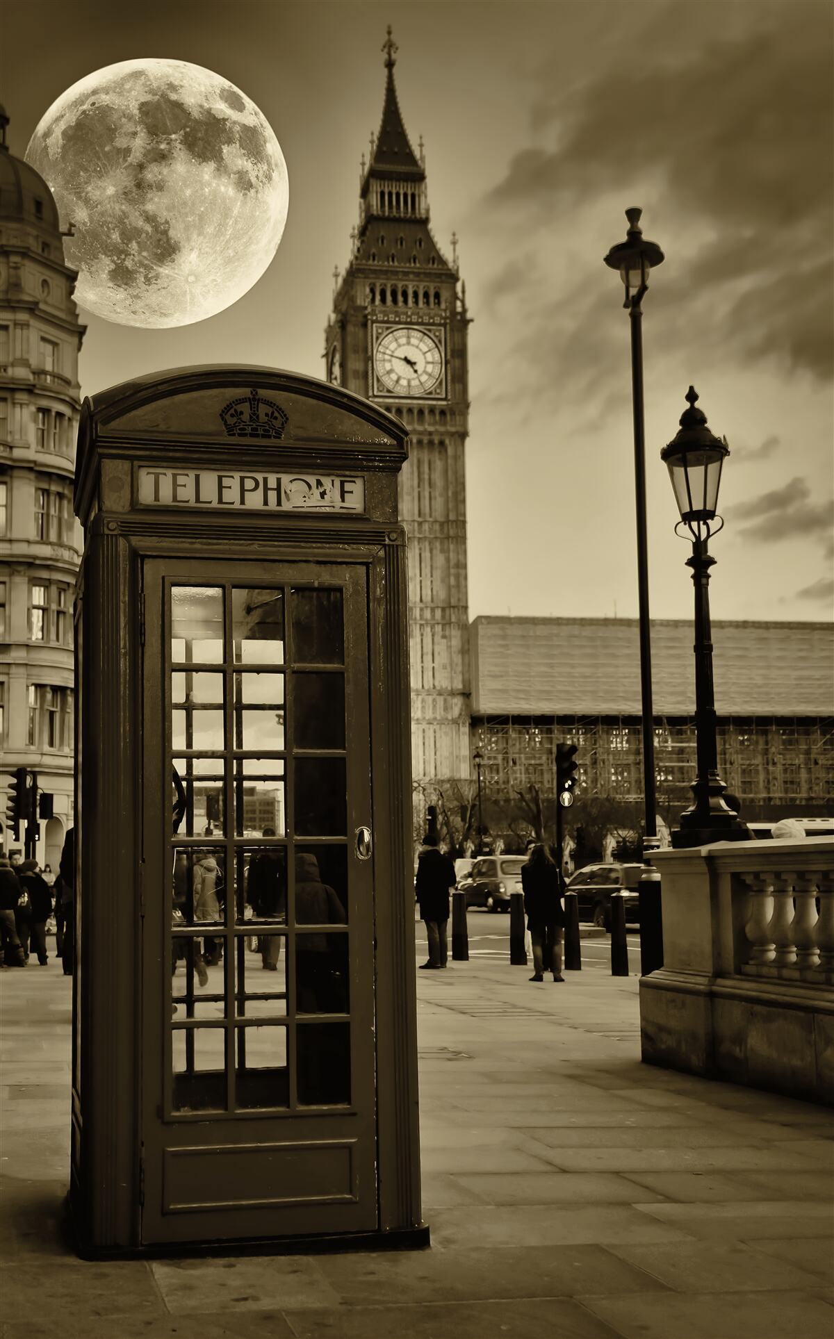 Fotobehang telefooncel bij big Ben