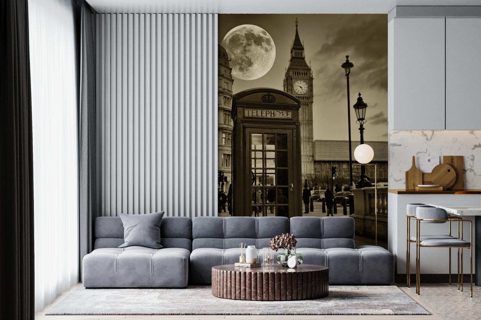 Fotobehang telefooncel bij big Ben