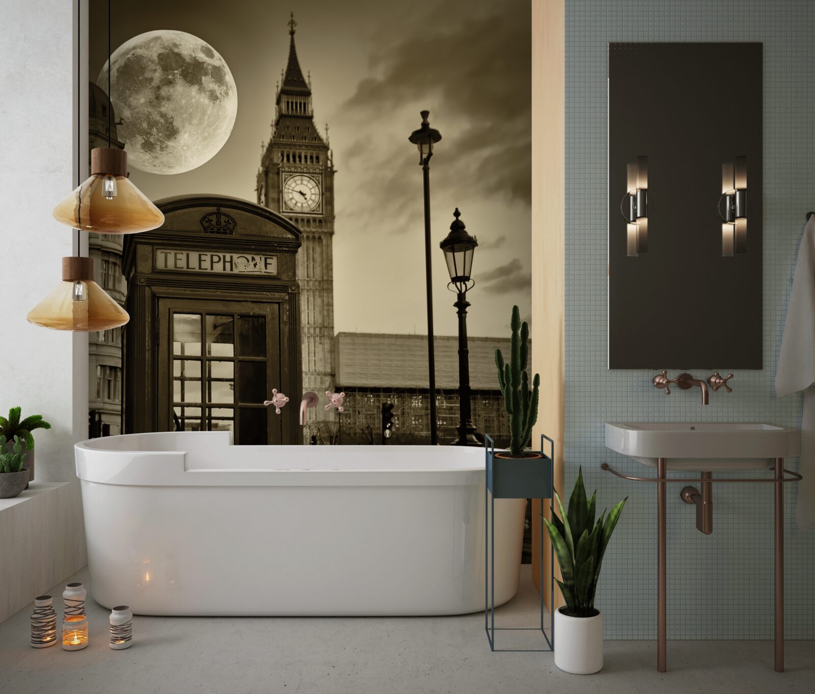 Fotobehang telefooncel bij big Ben