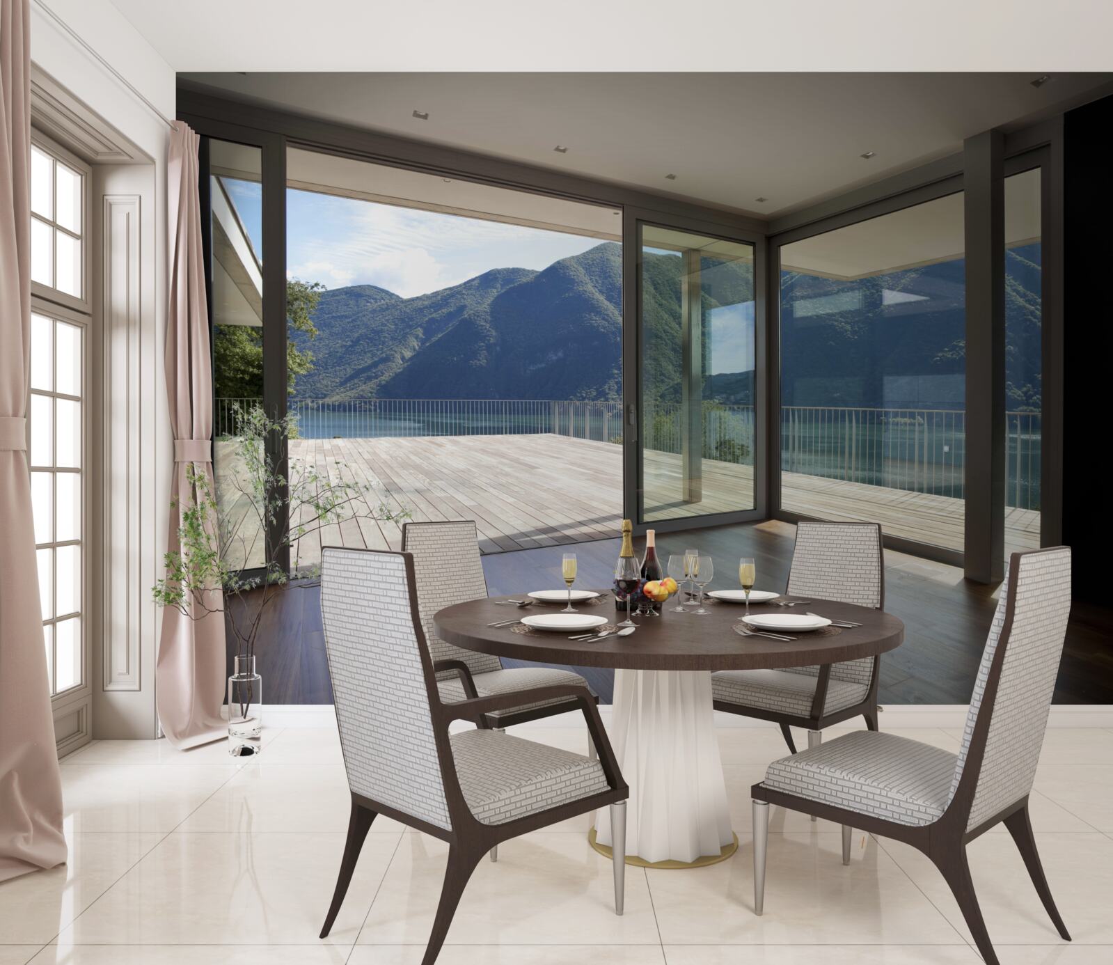 Fotobehang prachtig panoramisch uitzicht vanaf het terras