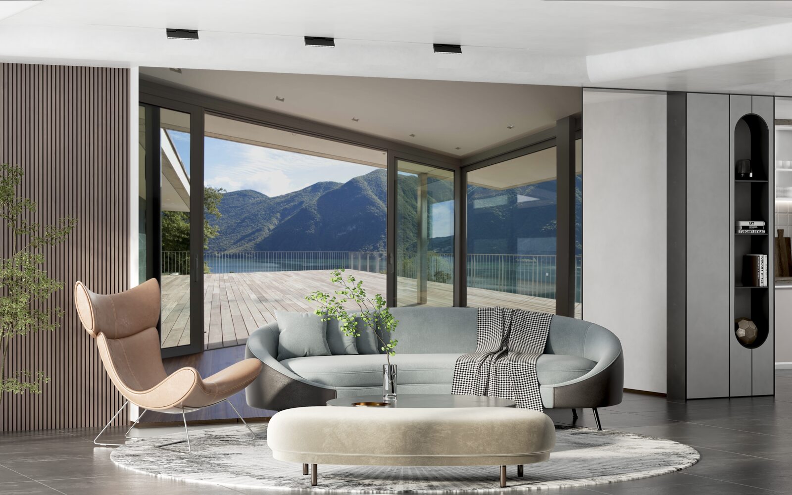 Fotobehang prachtig panoramisch uitzicht vanaf het terras