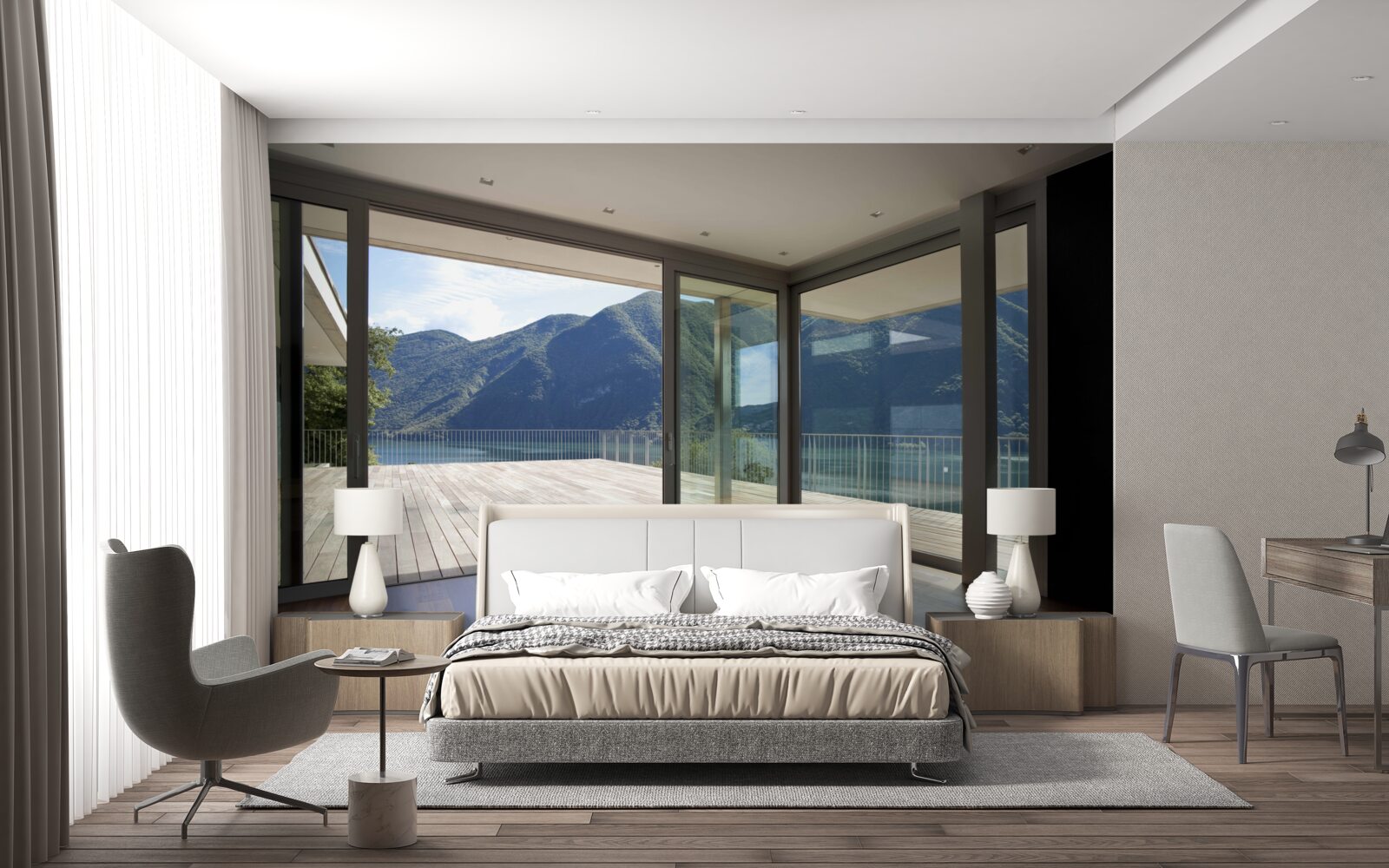 Fotobehang prachtig panoramisch uitzicht vanaf het terras