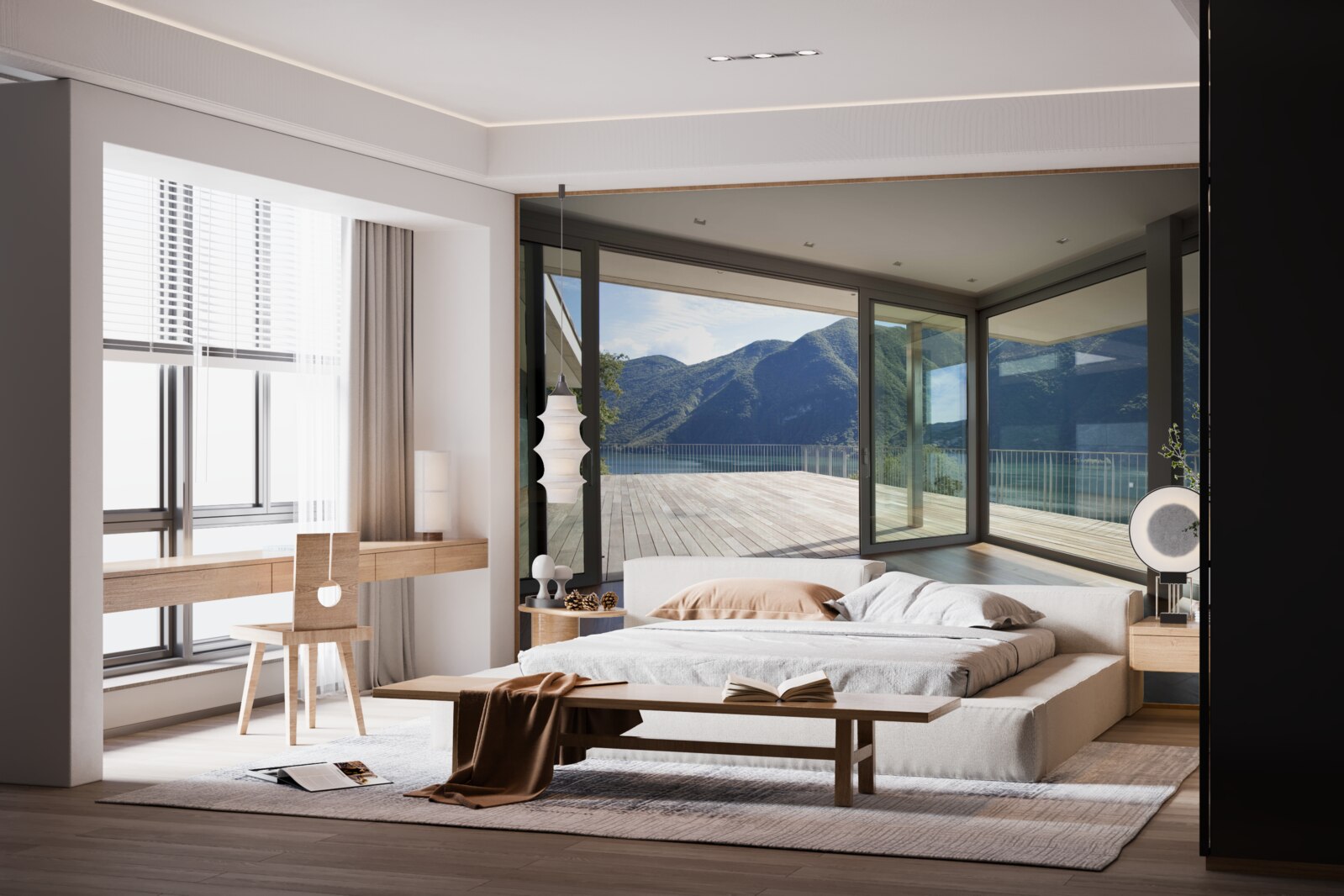 Fotobehang prachtig panoramisch uitzicht vanaf het terras