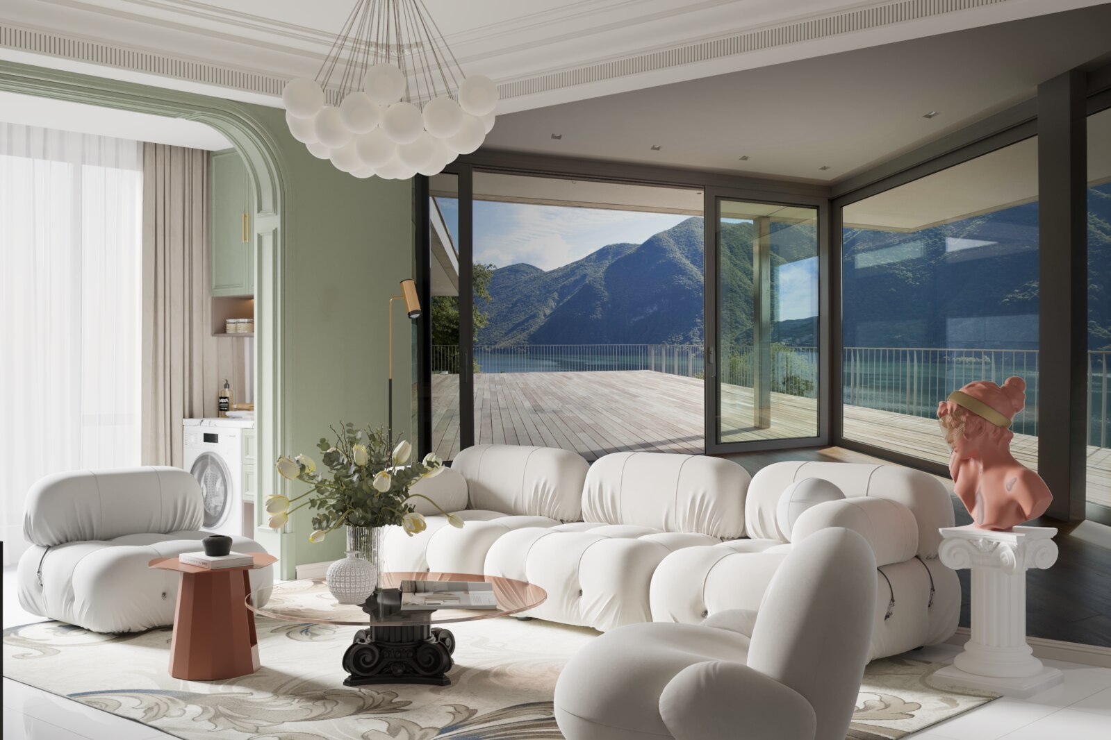 Fotobehang prachtig panoramisch uitzicht vanaf het terras