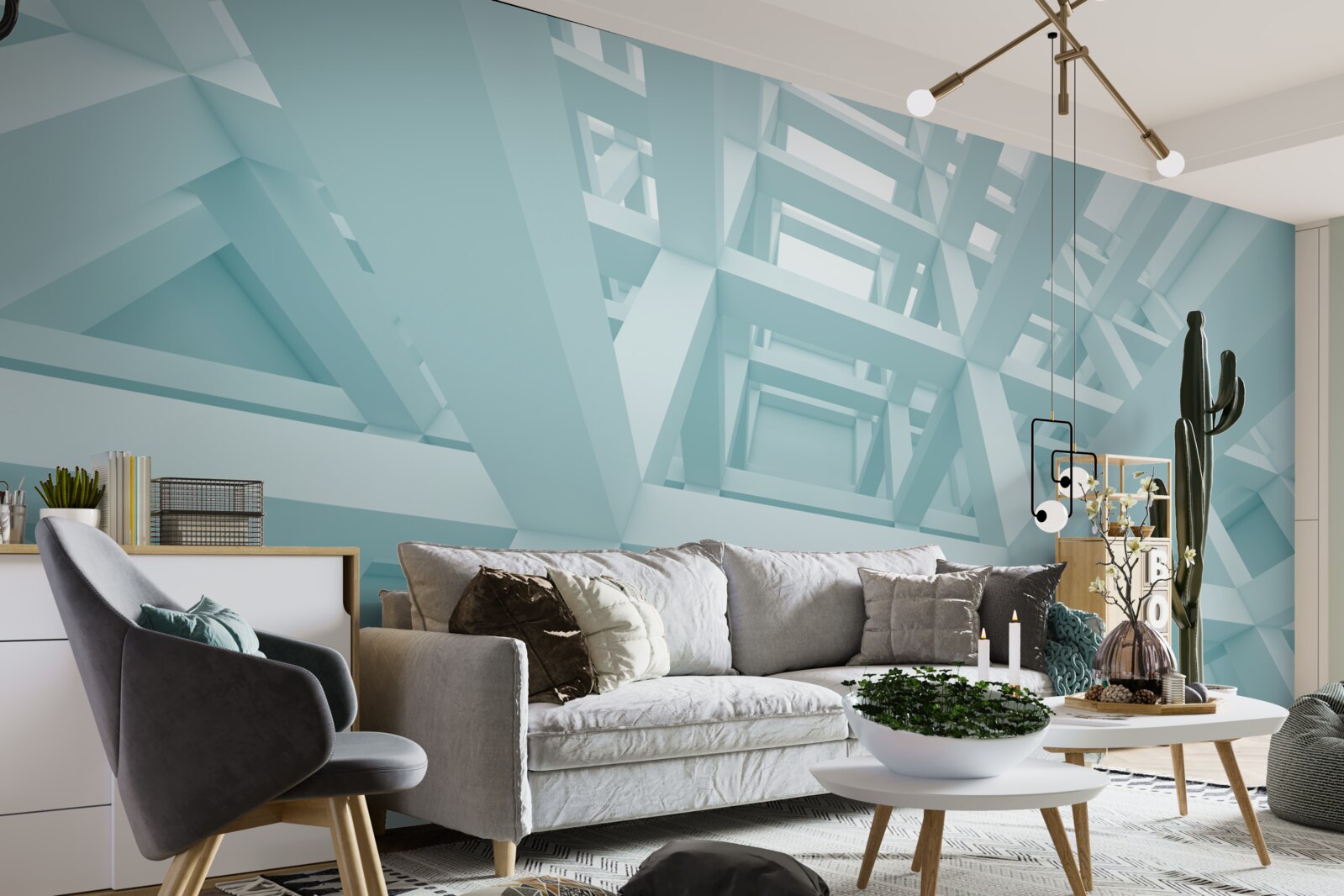 Fotobehang abstracte metalen vormen