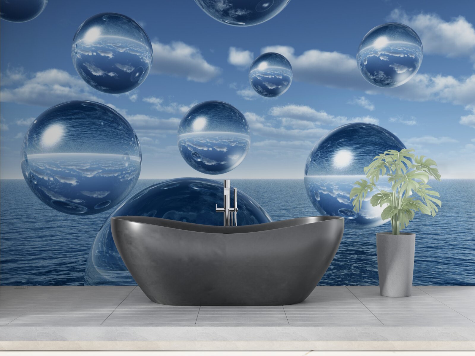 Fotobehang druppels water stromen in zee