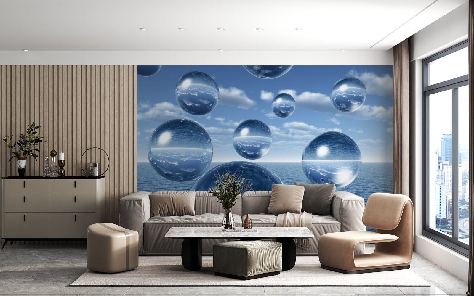 Fotobehang druppels water stromen in zee