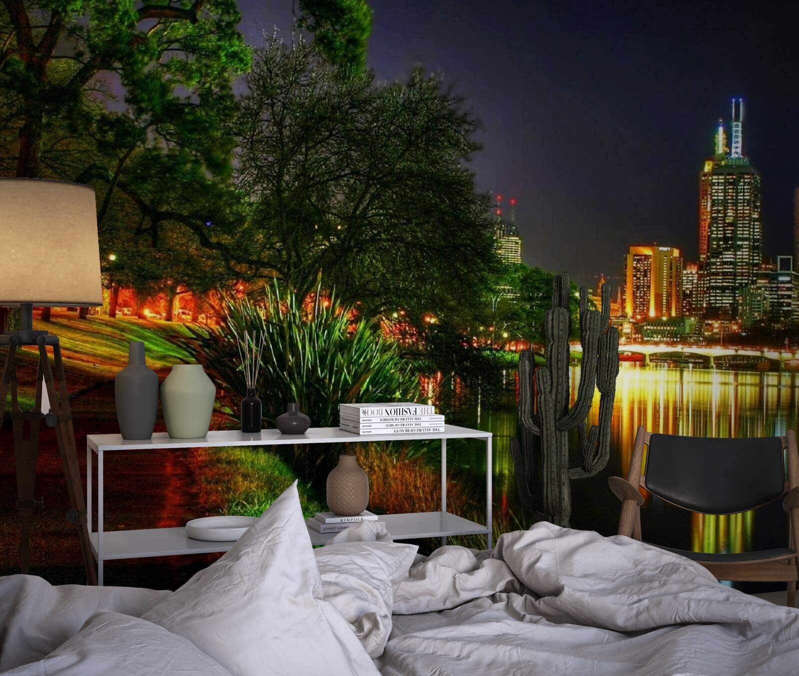 Fotobehang verlaten dijk in de avond