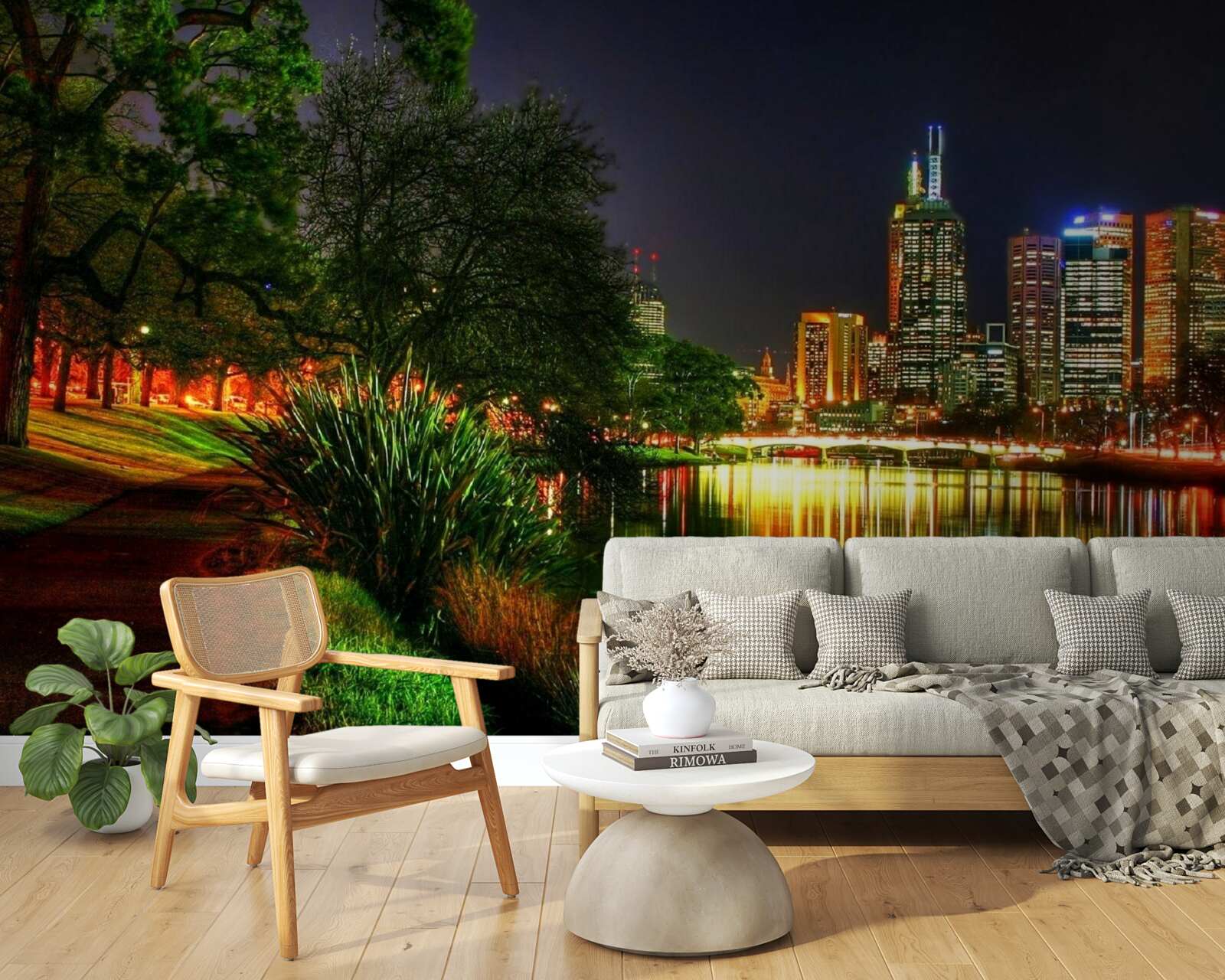 Fotobehang verlaten dijk in de avond