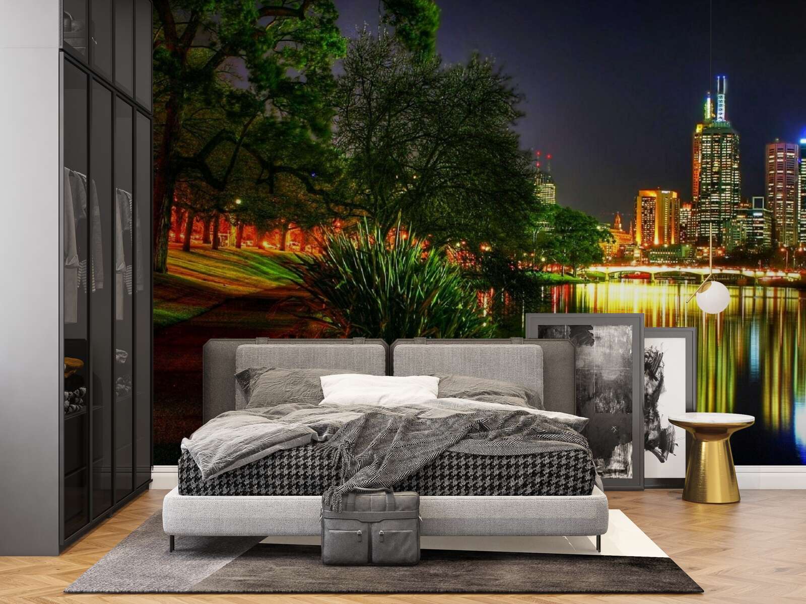 Fotobehang verlaten dijk in de avond