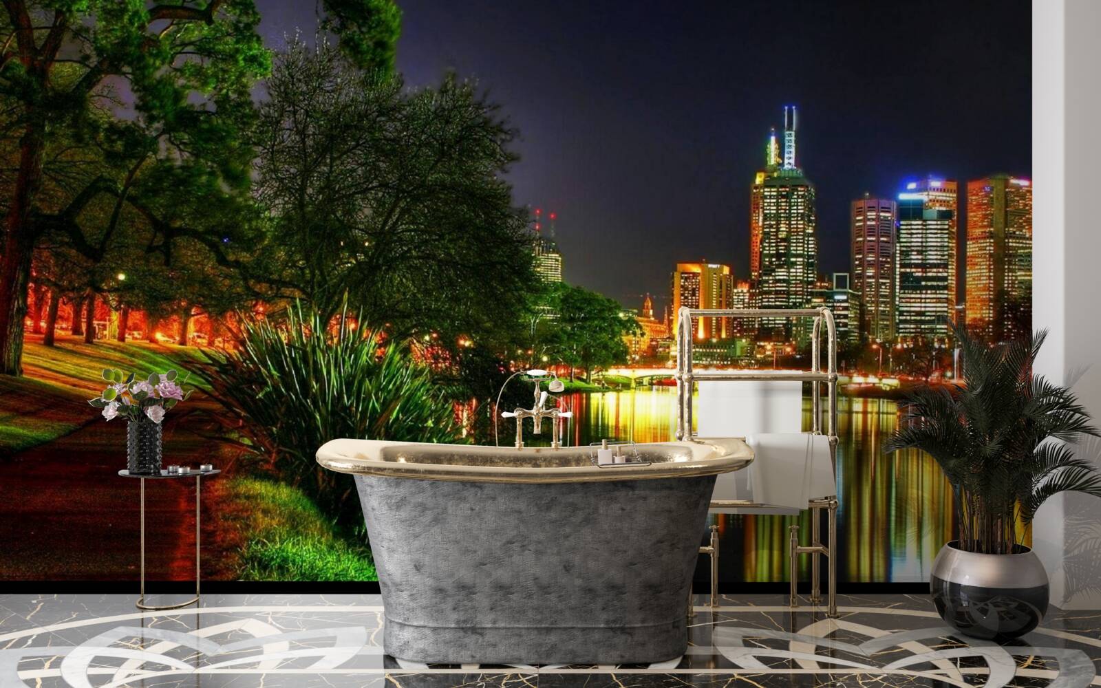 Fotobehang verlaten dijk in de avond