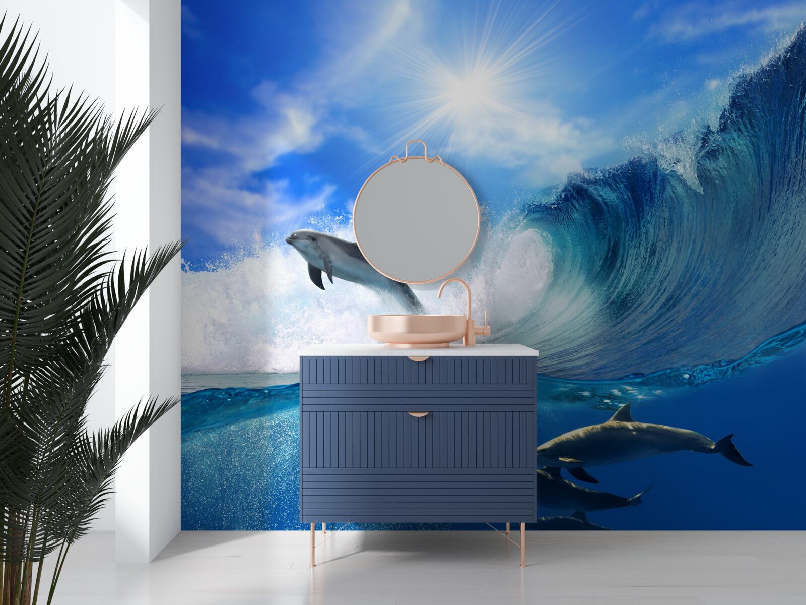 Fotobehang oceaanwateren bewoond door dolfijnen