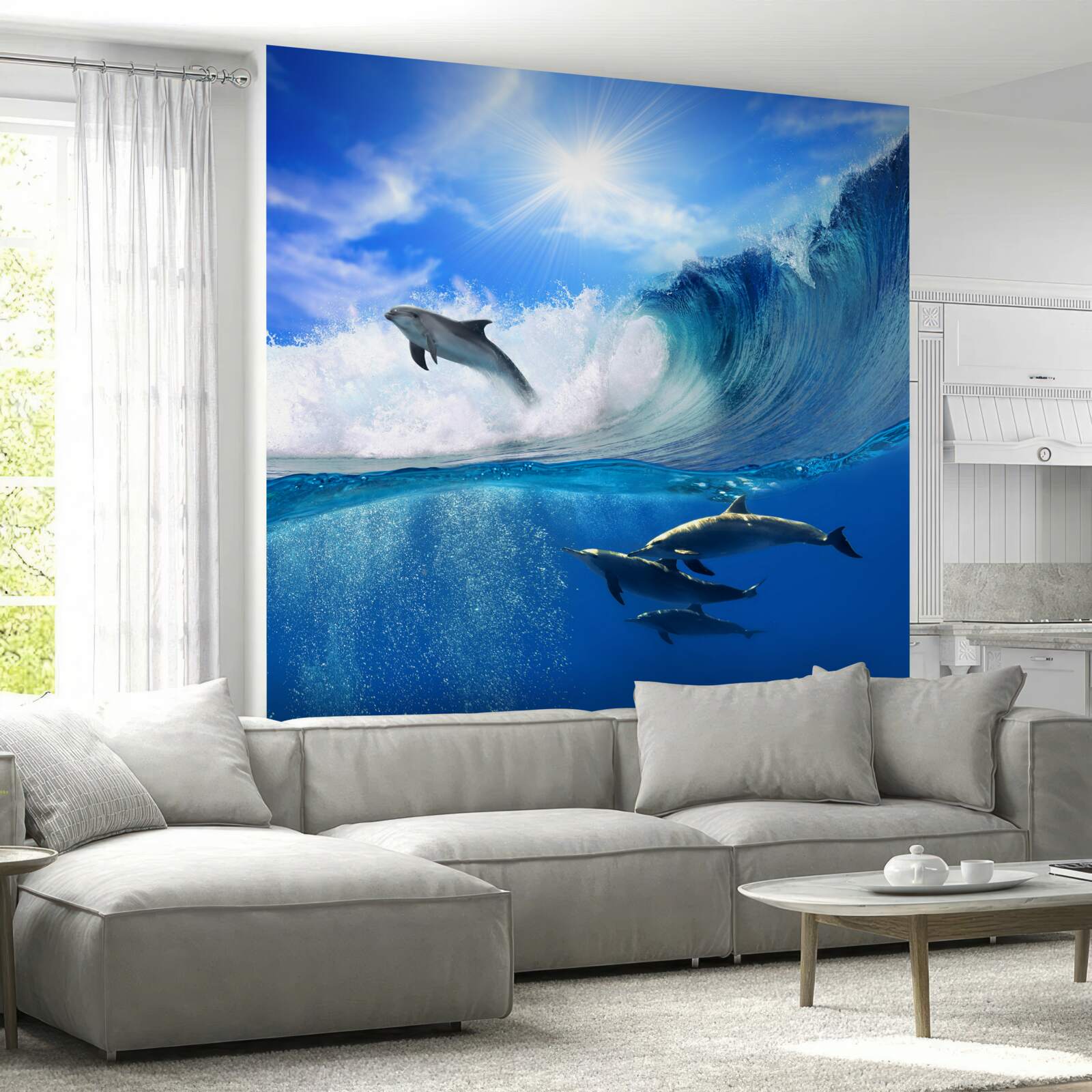 Fotobehang oceaanwateren bewoond door dolfijnen