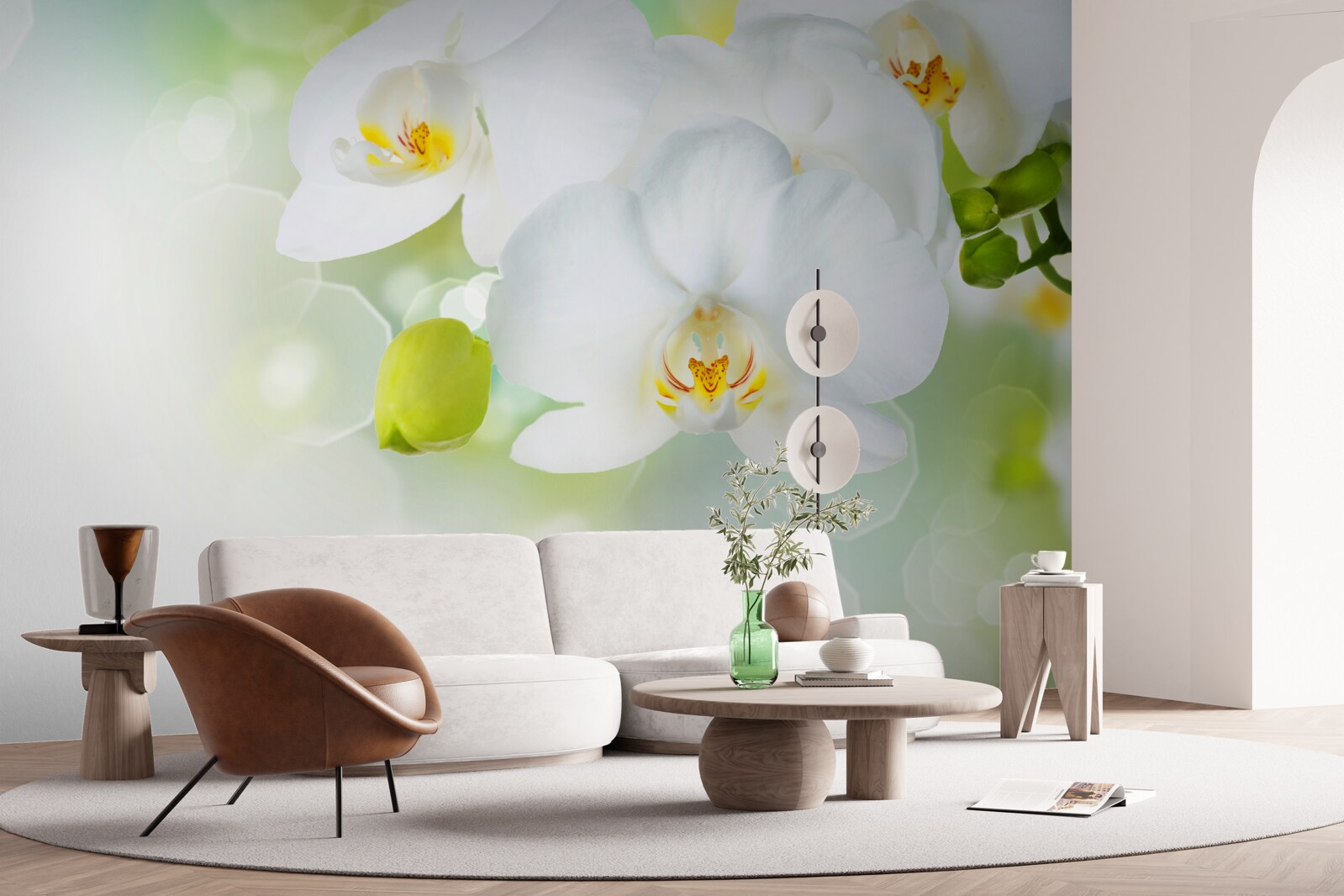 Fotobehang witte orchidee zweeft boven het water