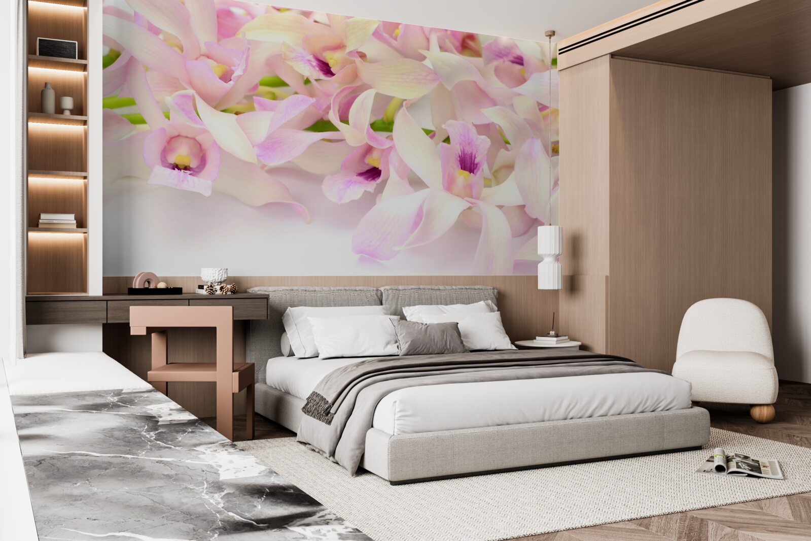 Fotobehang tere roze bloemknoppen